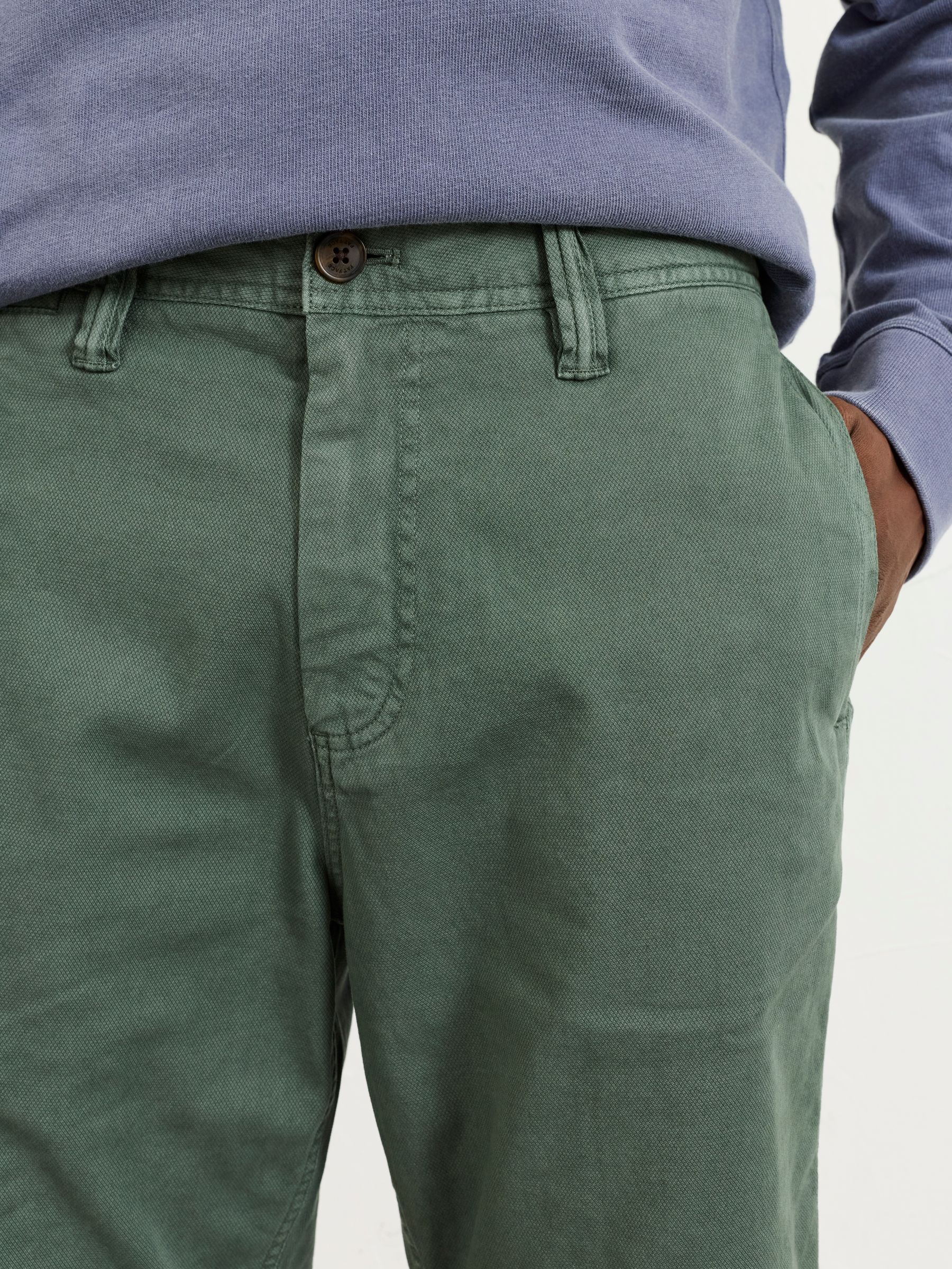 【GREEN】Plain Front Shorts Cut-Off Twill Garment Dye Cotton Tencel Garment Dyed Flat Front Short – Vintage 1946