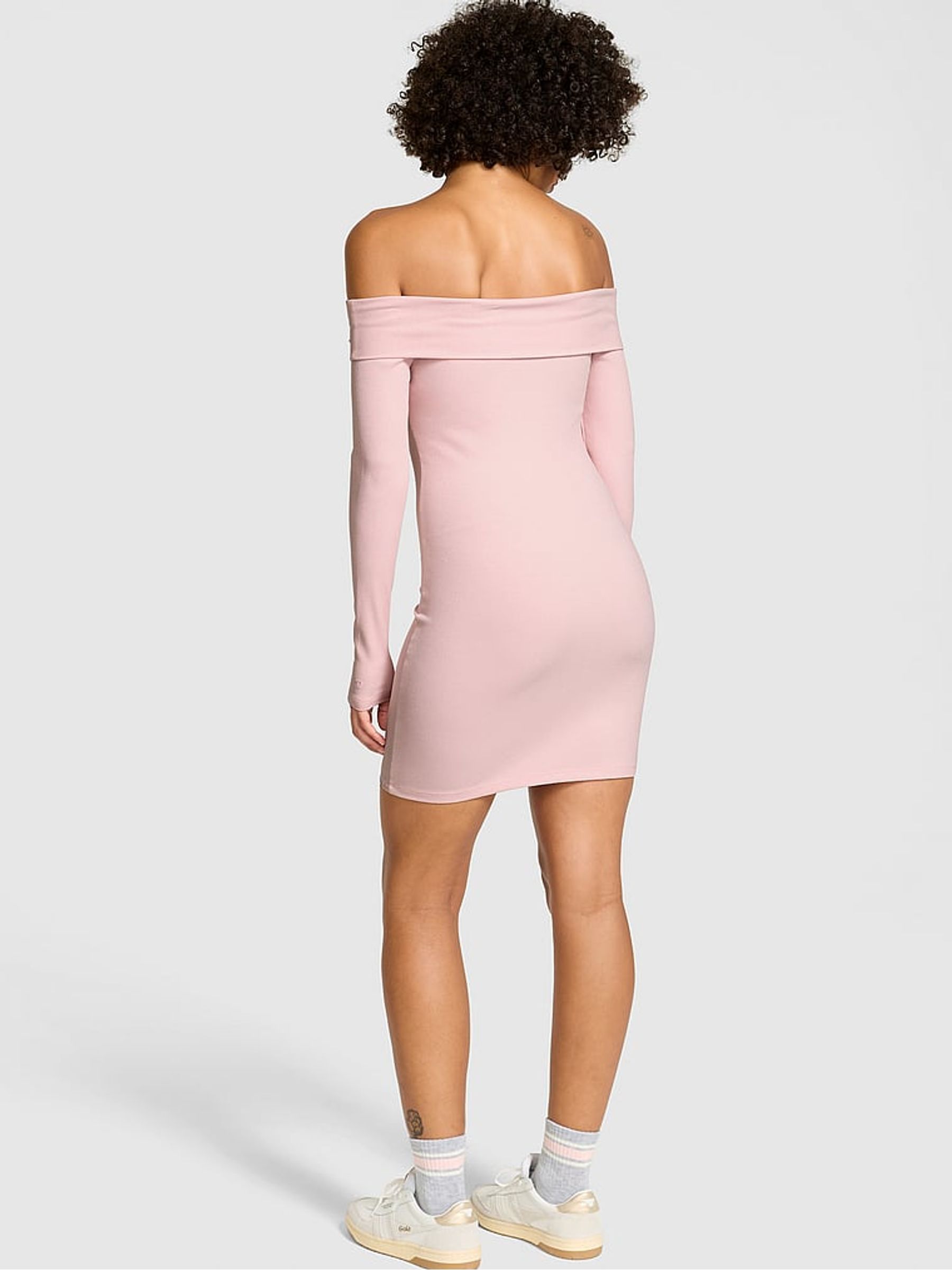 Dollhouse Pink Off The Shoulder Ribbed Dress - Image 2 of 3