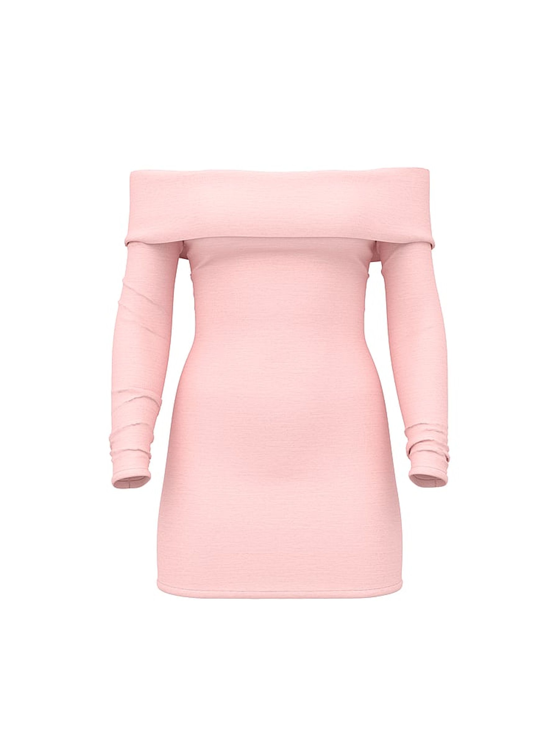 Dollhouse Pink Off The Shoulder Ribbed Dress - Image 3 of 3
