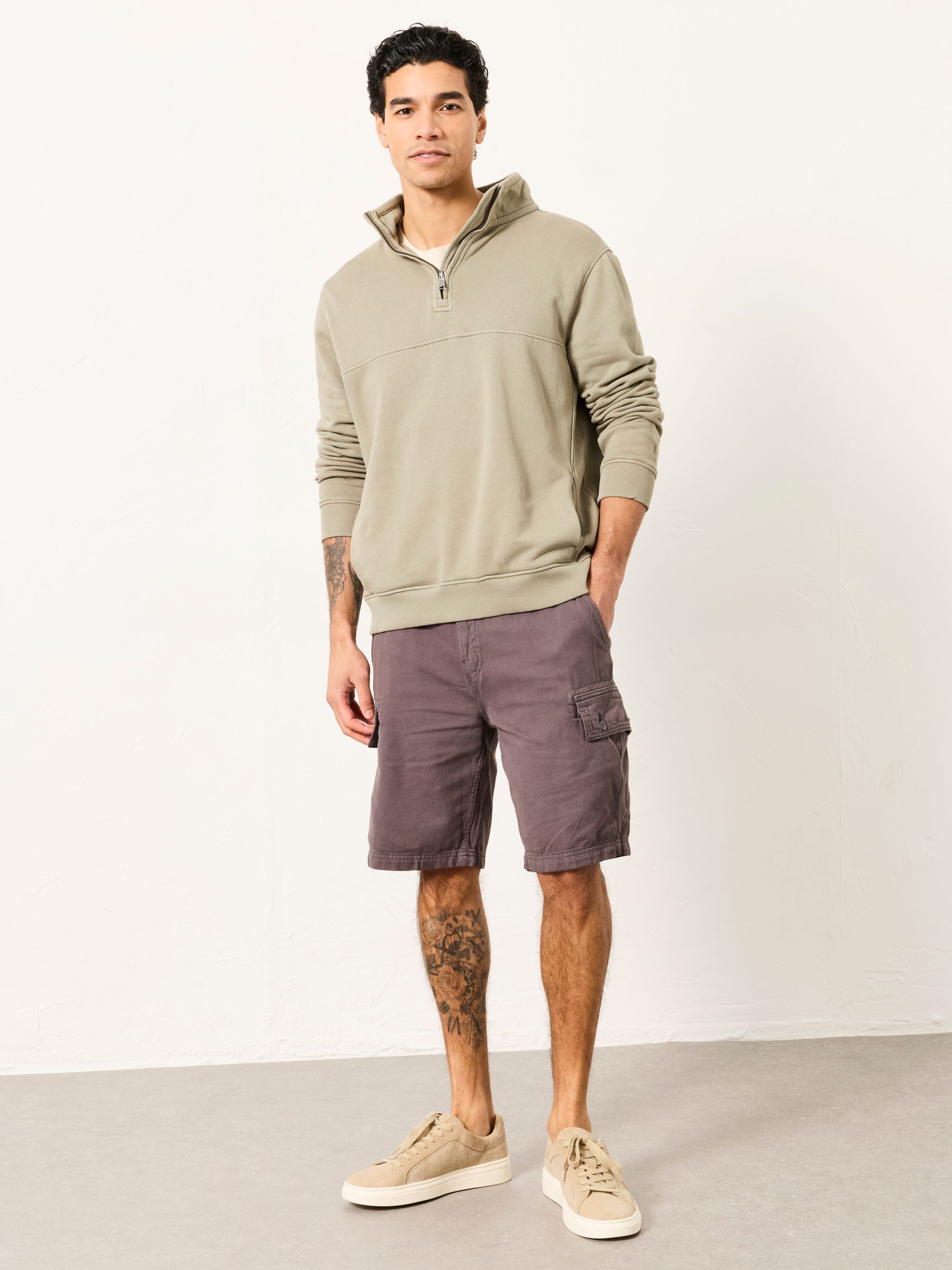 Brecon Dark Grey Garment Dye Cargo Shorts - Image 3 of 5