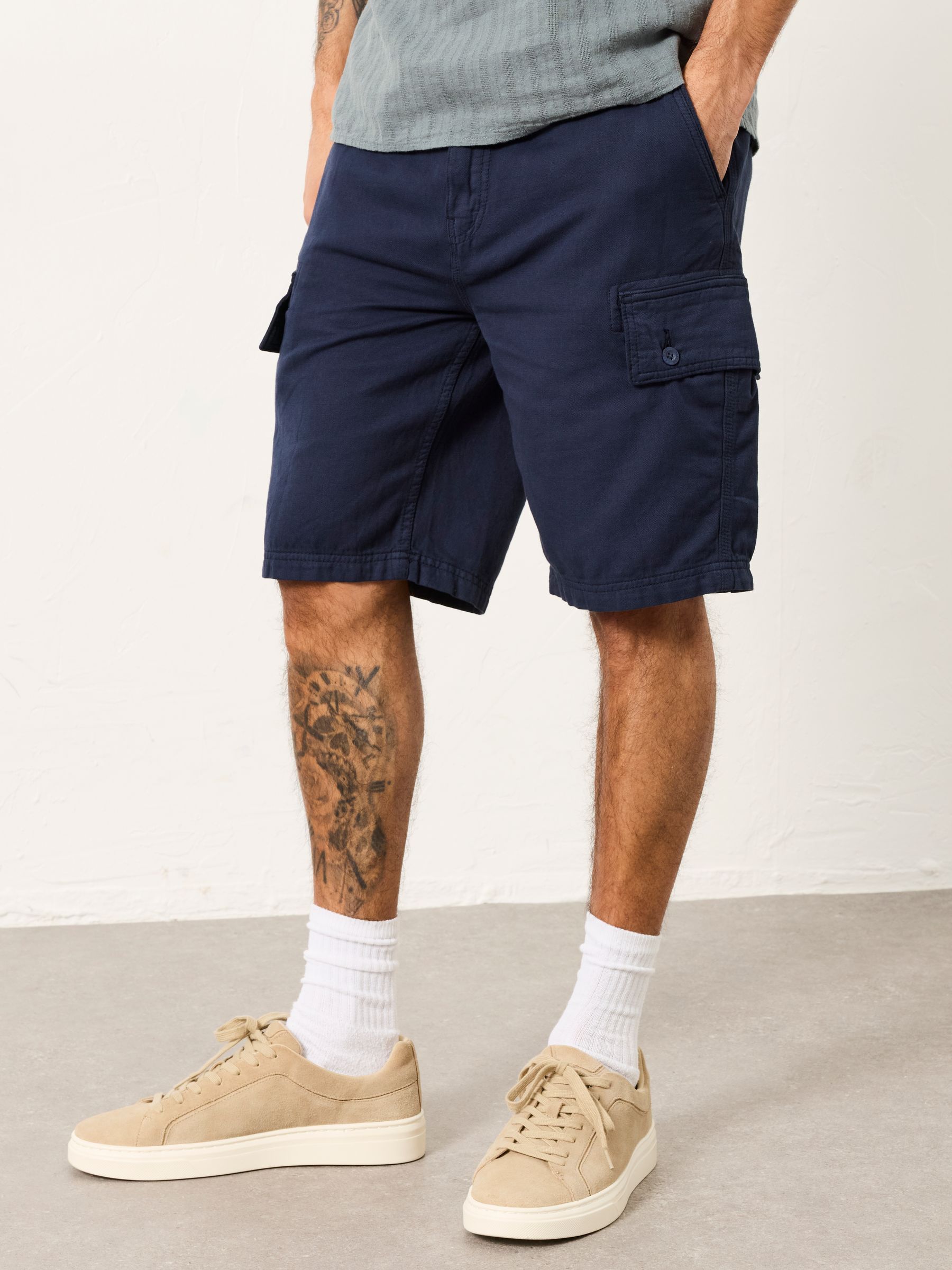 Brecon Navy Garment Dye Cargo Shorts - Image 1 of 6