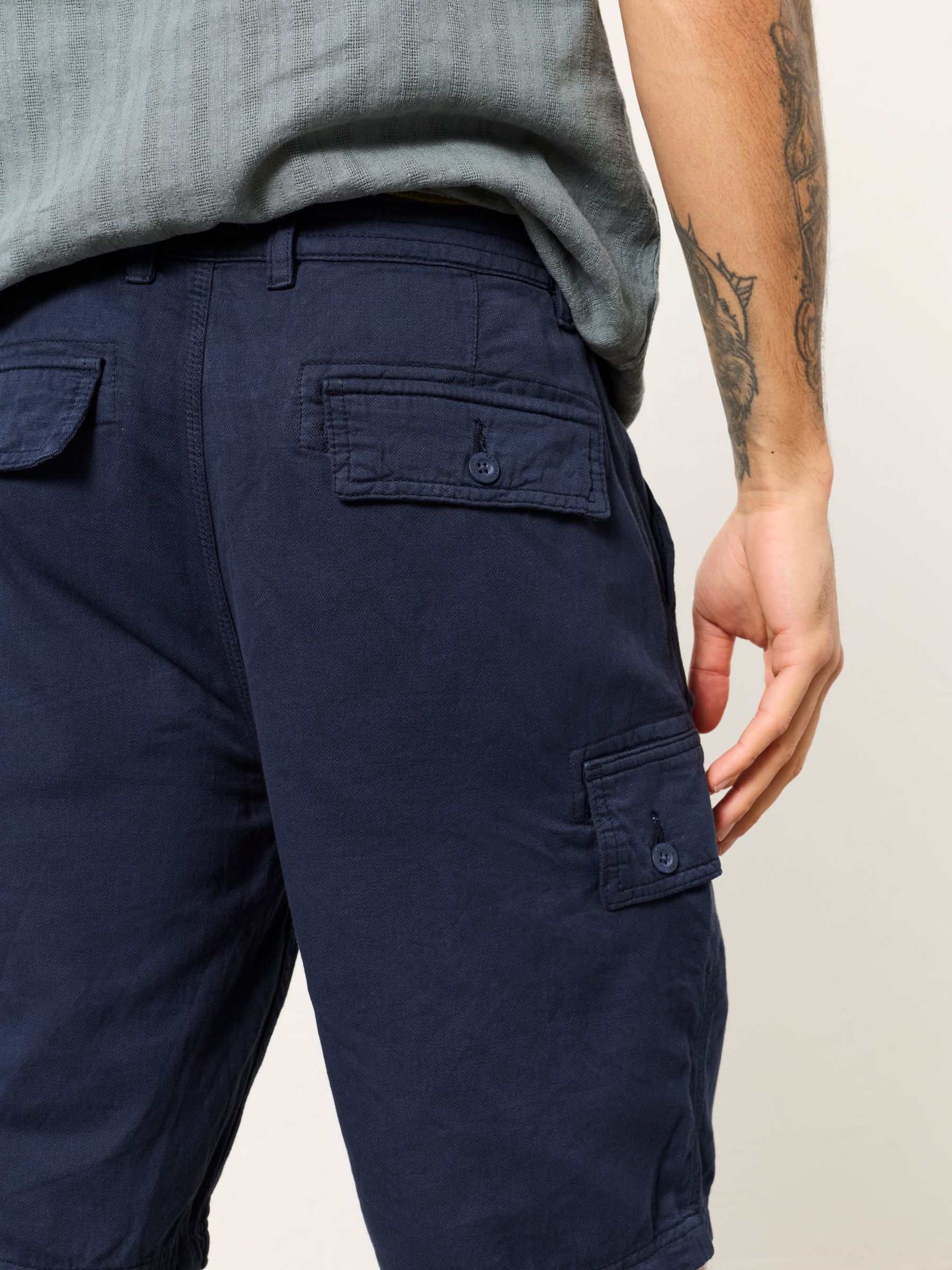 Brecon Navy Garment Dye Cargo Shorts - Image 4 of 6