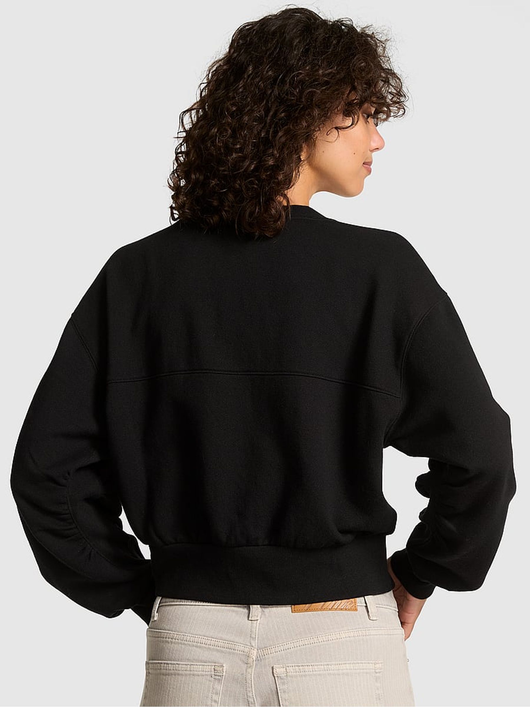 Black Cropped Fleece Cardigan - Image 2 of 2