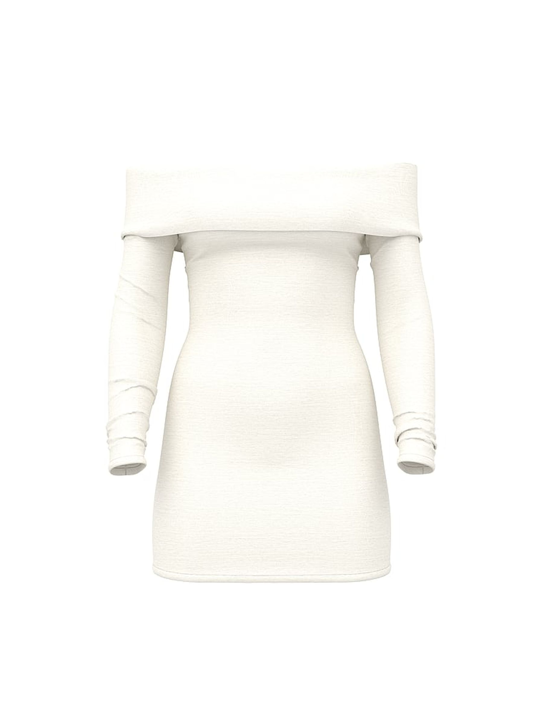 Winter White Off The Shoulder Ribbed Dress - Image 3 of 3