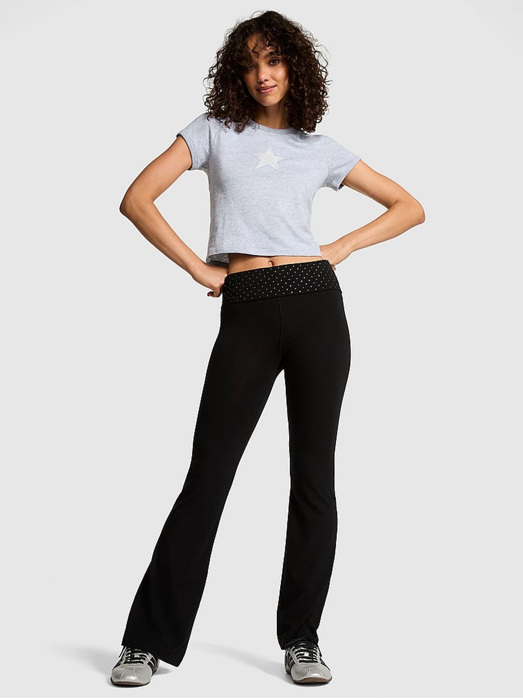 Black Foldover Leggings - Image 1 of 3