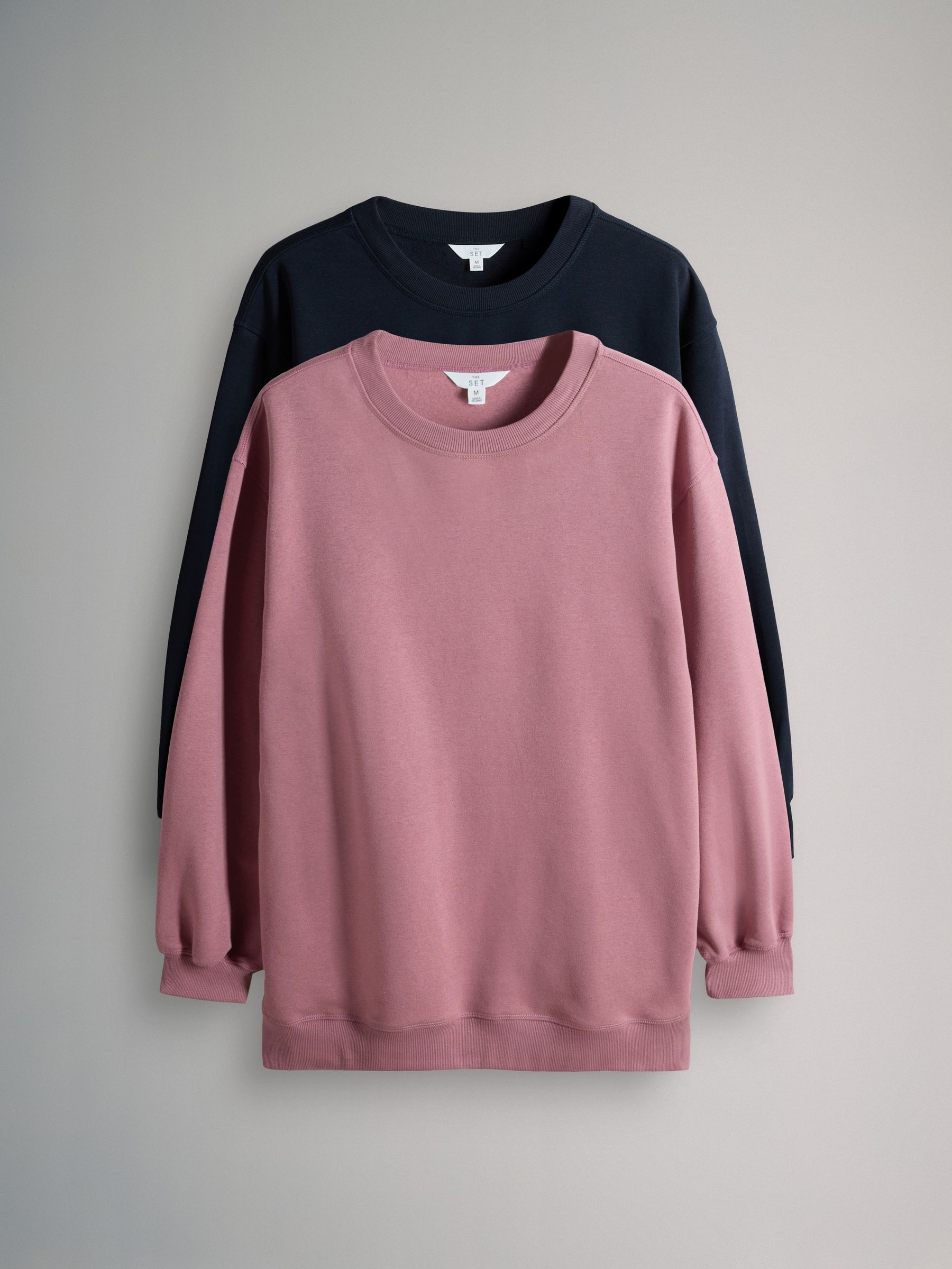 Navy/Pink 2 Pack Longline Crew Neck Sweatshirt - Image 1 of 5