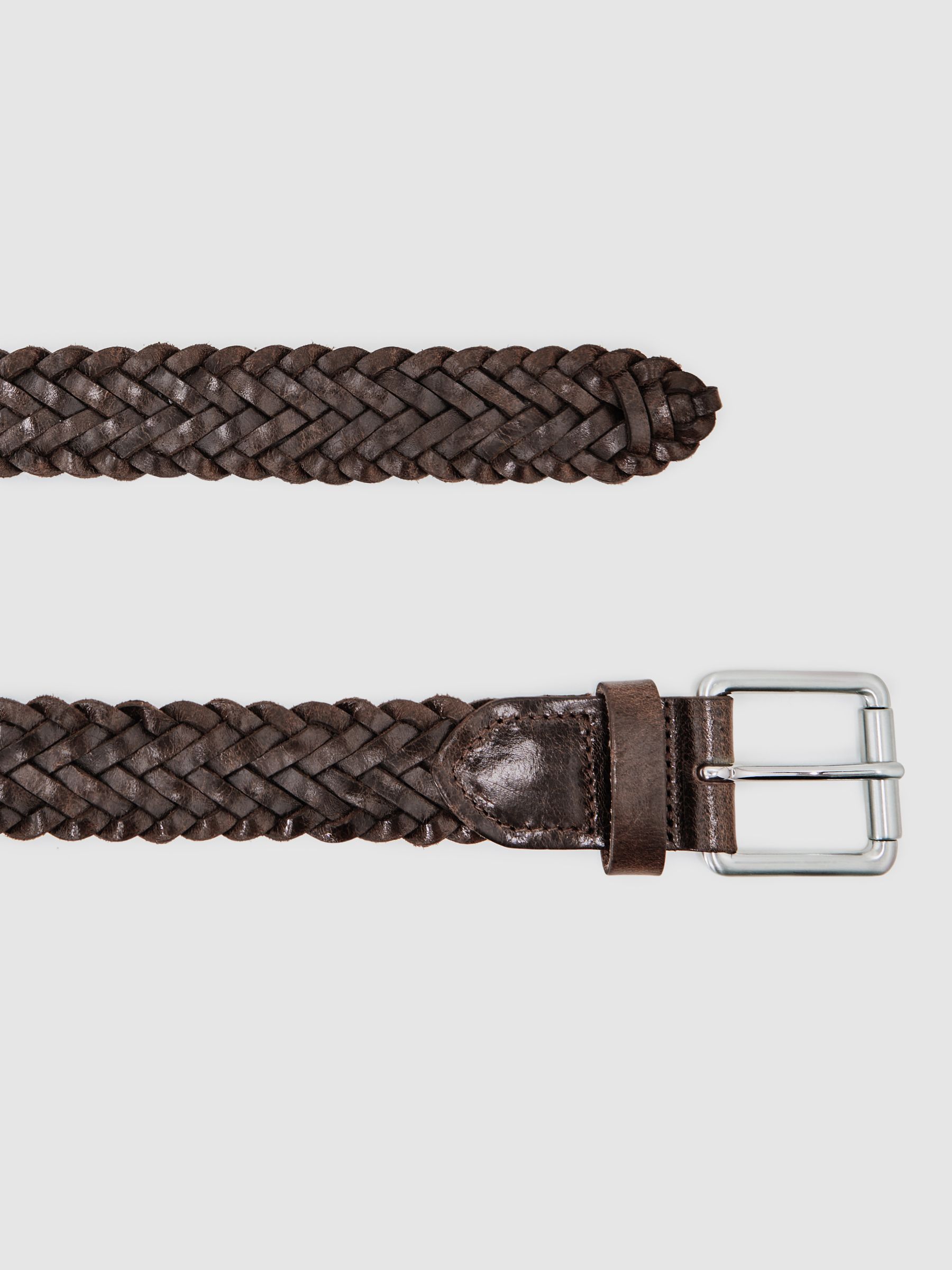 Leather Woven Belt in Chocolate - image 2