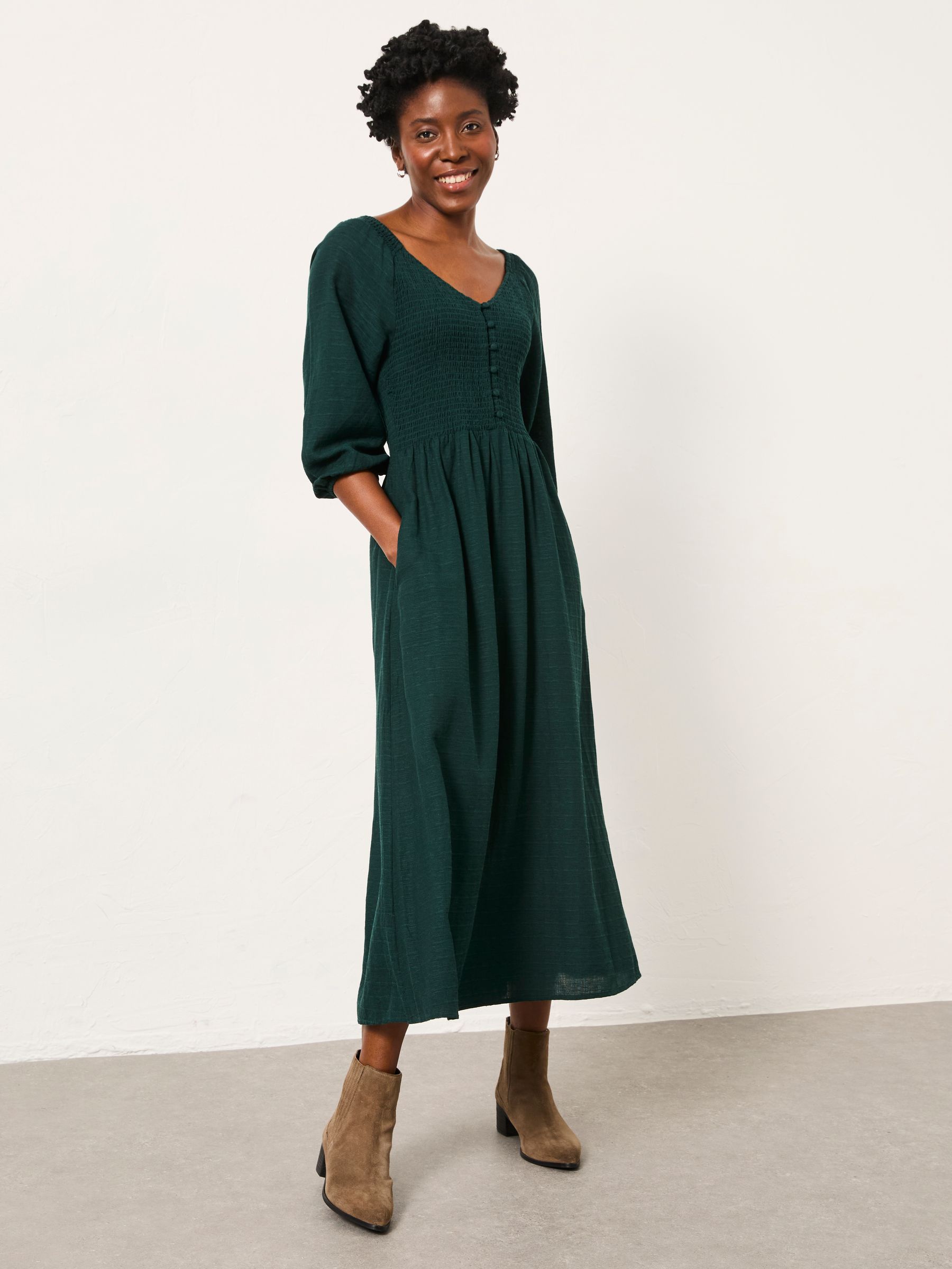 Adele Teal Blue Regular Midi Dress