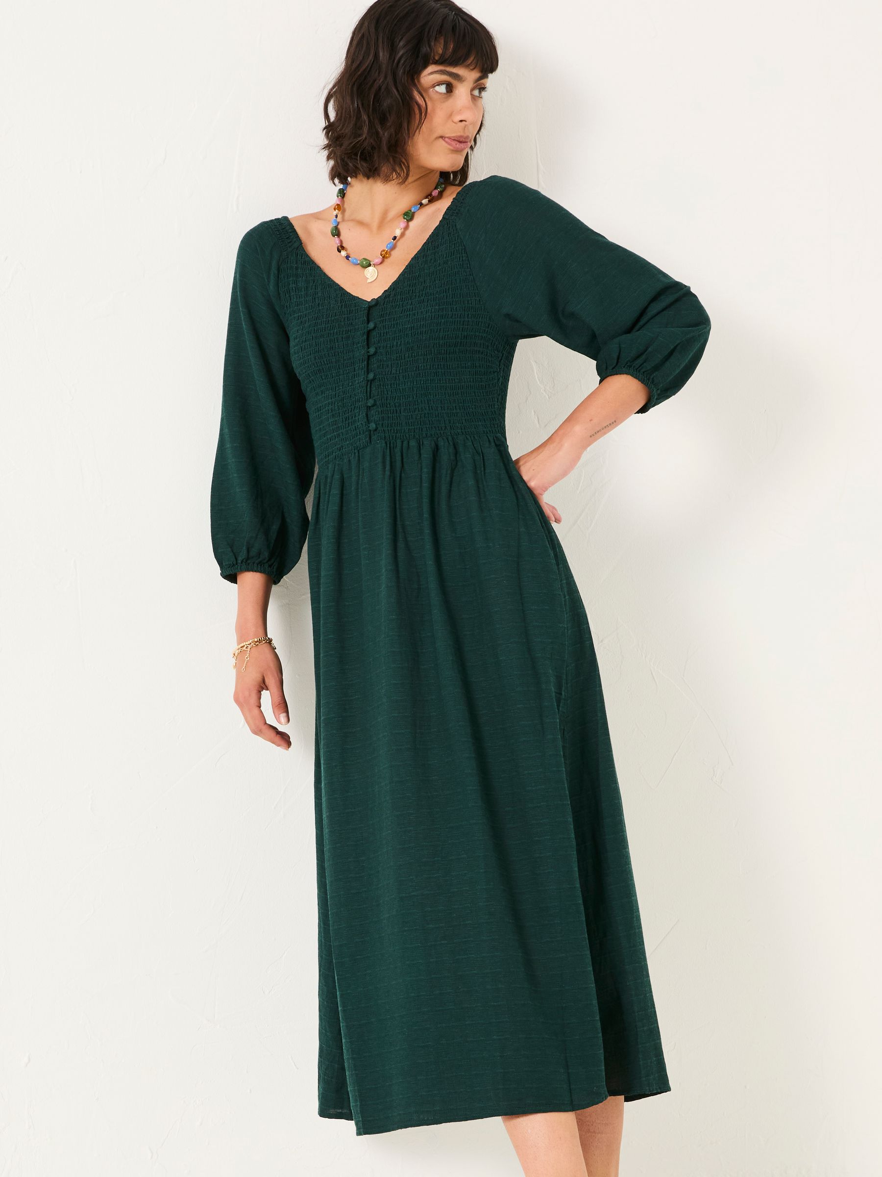 Adele Teal Blue Midi Dress - Image 1 of 4