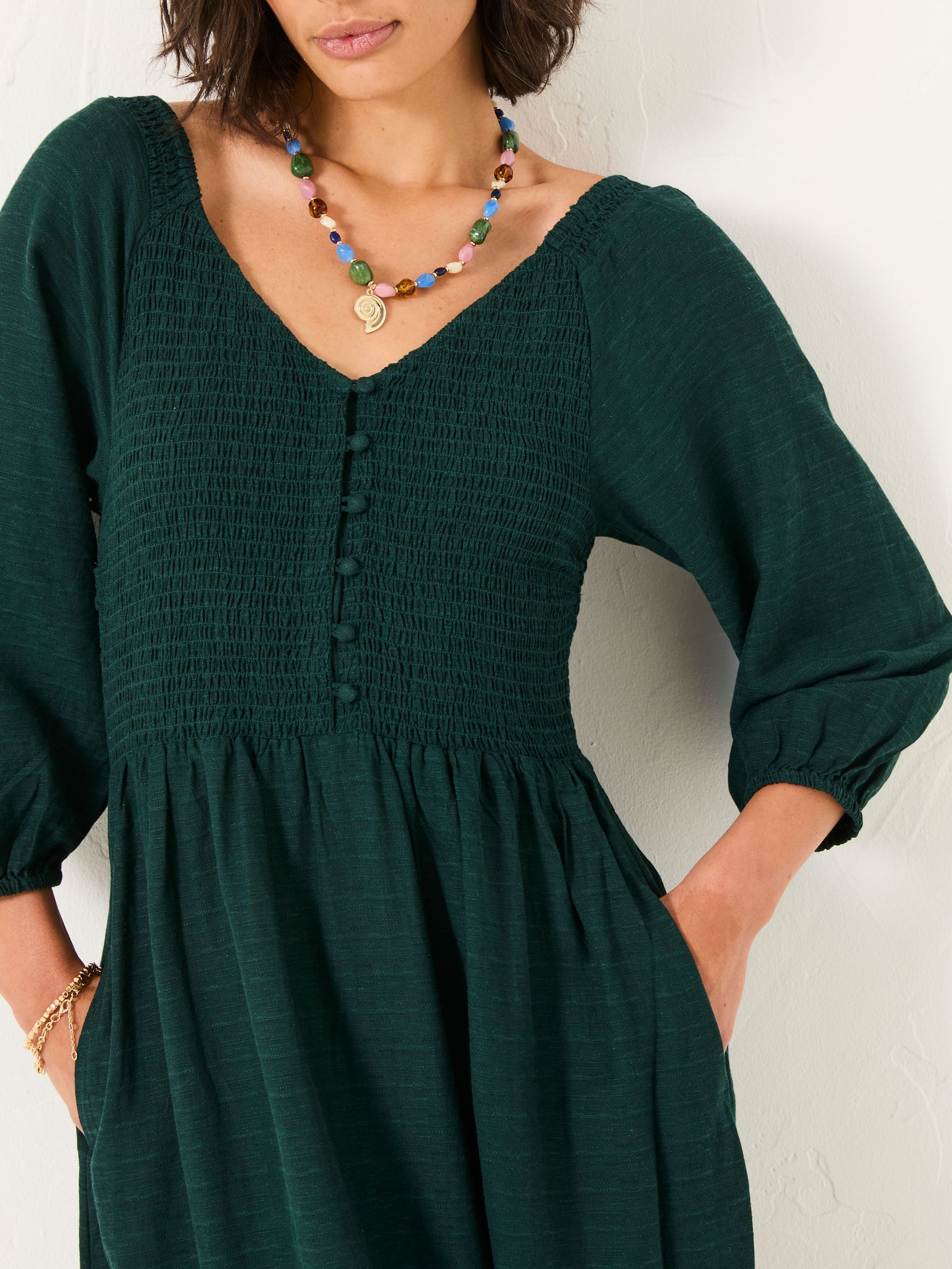 Adele Teal Blue Midi Dress - Image 3 of 4
