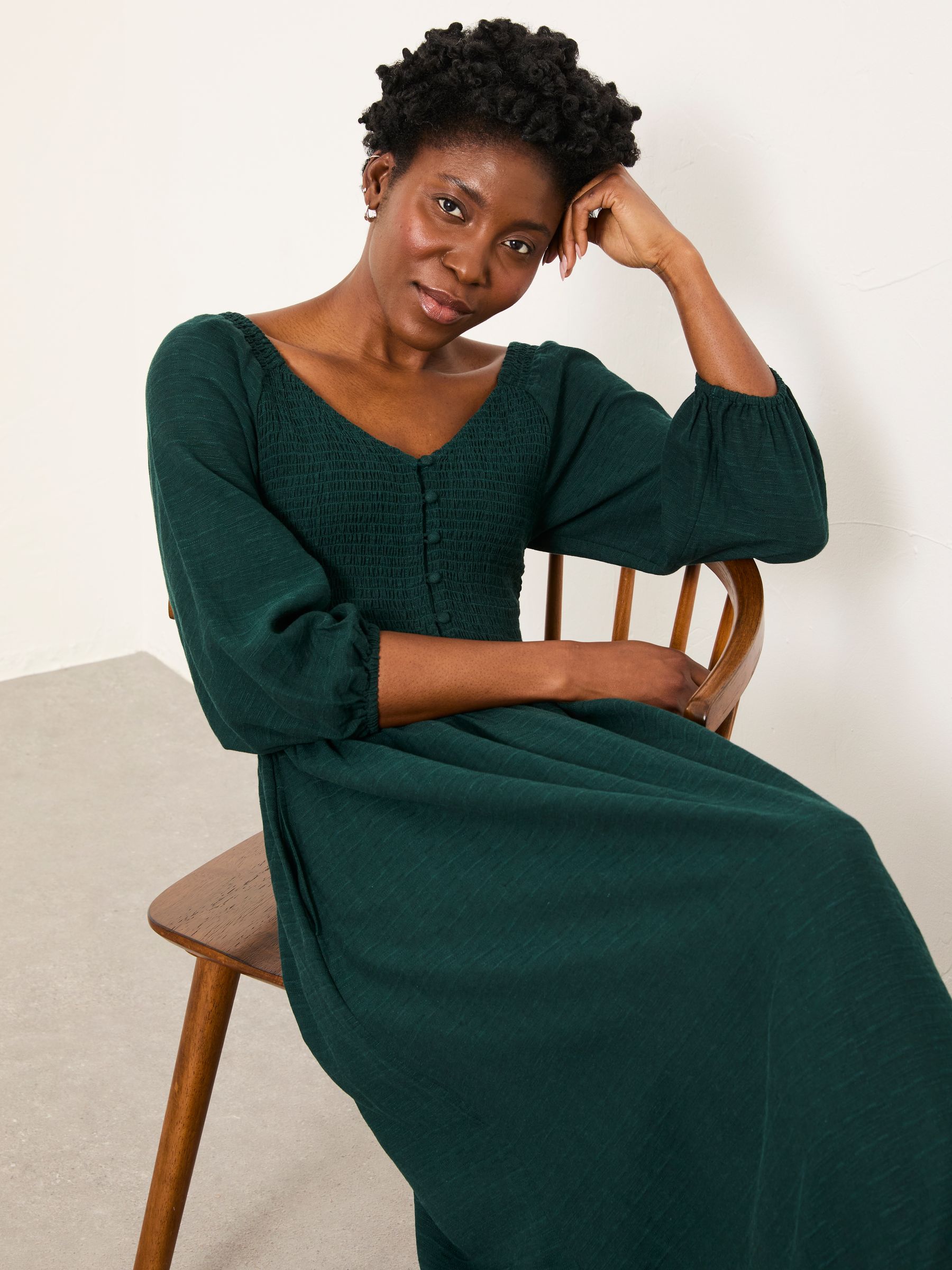 Adele Teal Blue Regular Midi Dress | FatFace USA