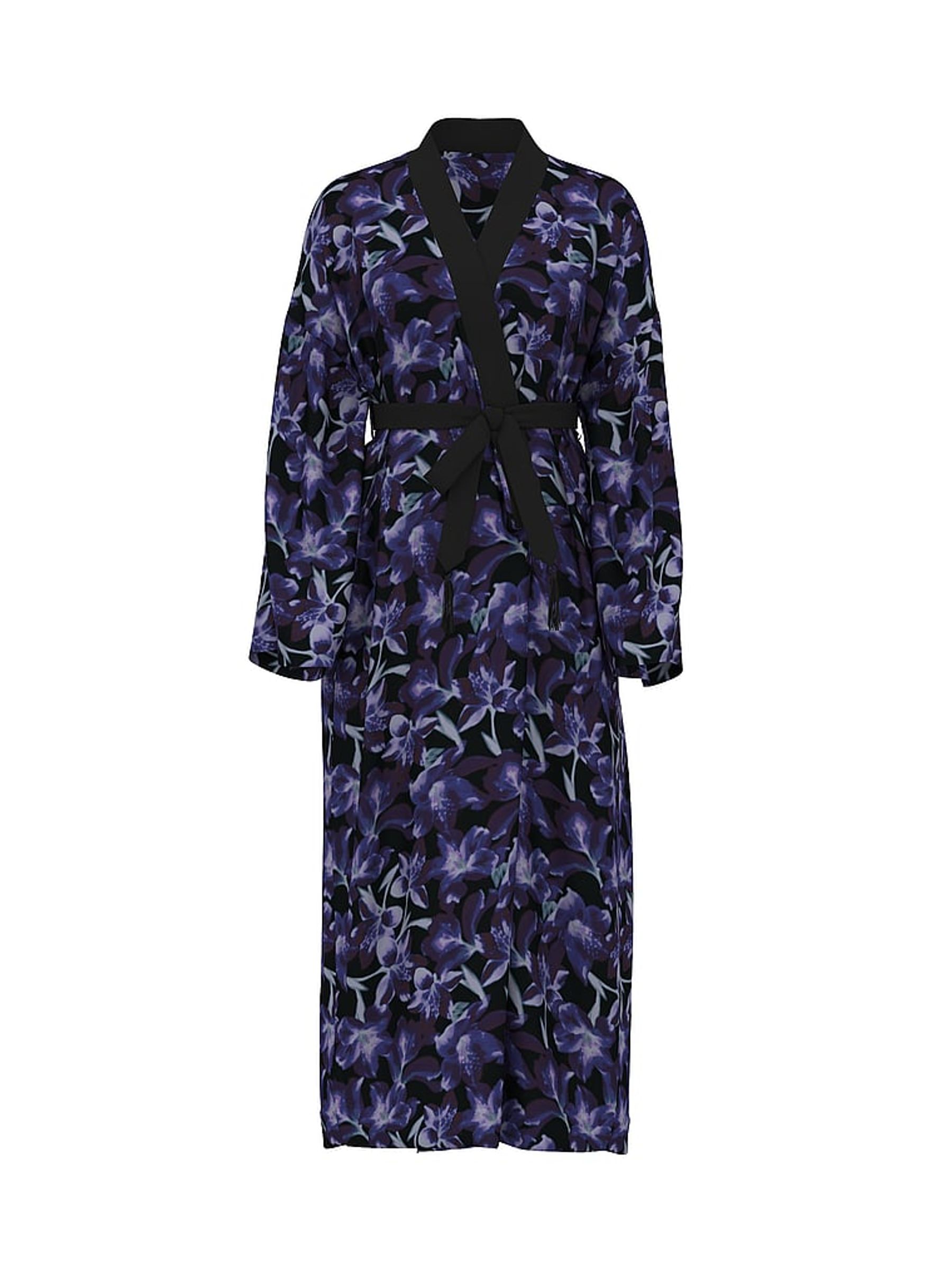 Electric Blue Orchid Burnout Velvet Long Robe - Image 3 of 3