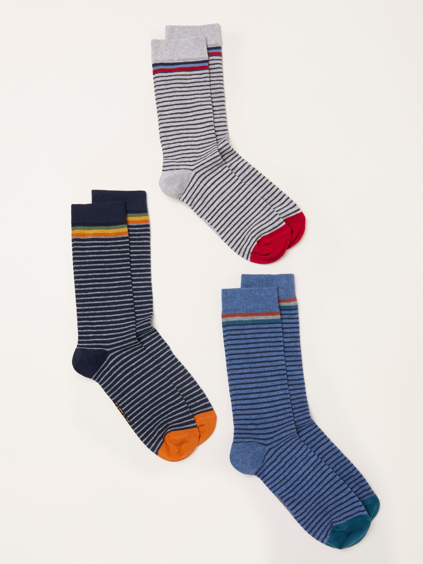 Blue 3 Pairs of Pop Stripe Socks - Image 2 of 2