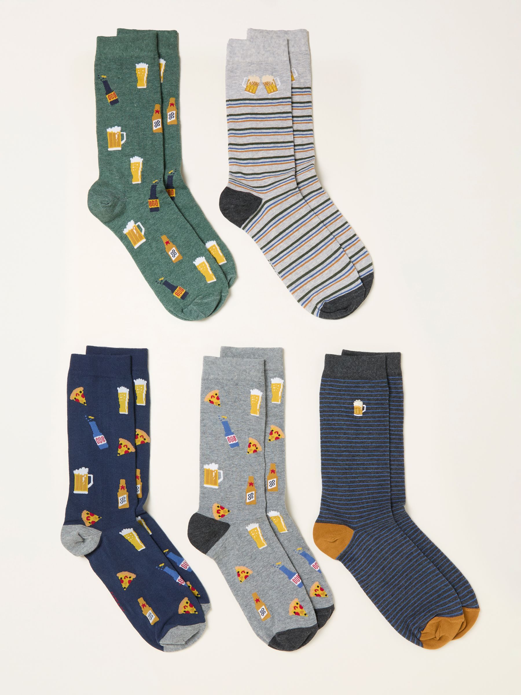 Grey 5 Pairs of Beer Socks - Image 2 of 2