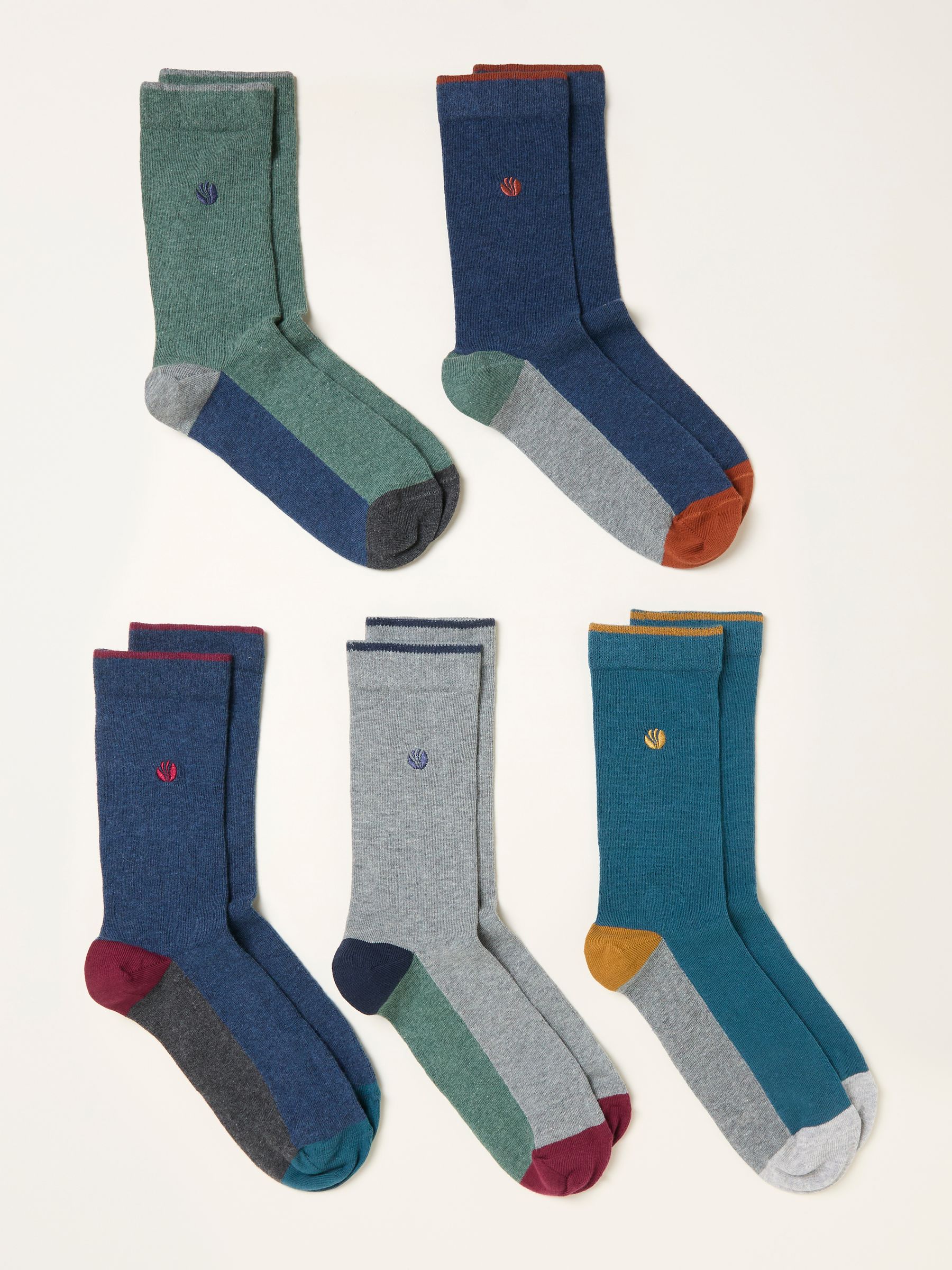 Navy 5 Pairs of Colour Block Socks - Image 2 of 2