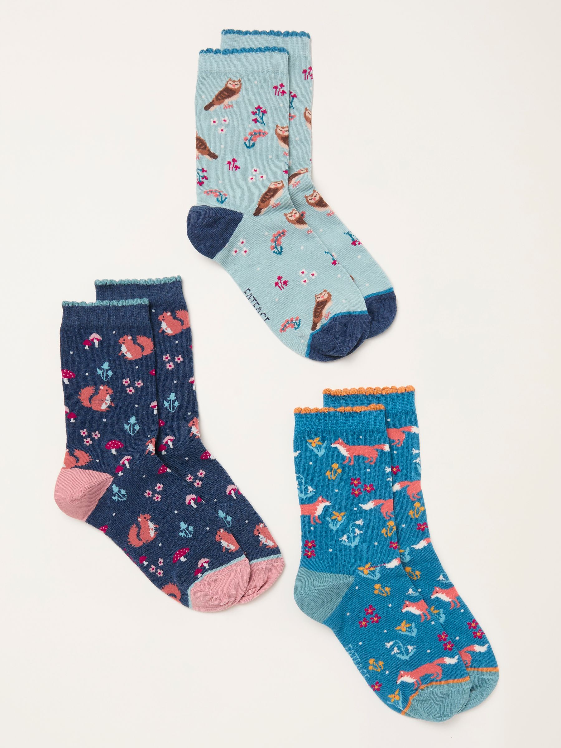 Multi Colour 3 Pairs of Woodland Socks - Image 2 of 2