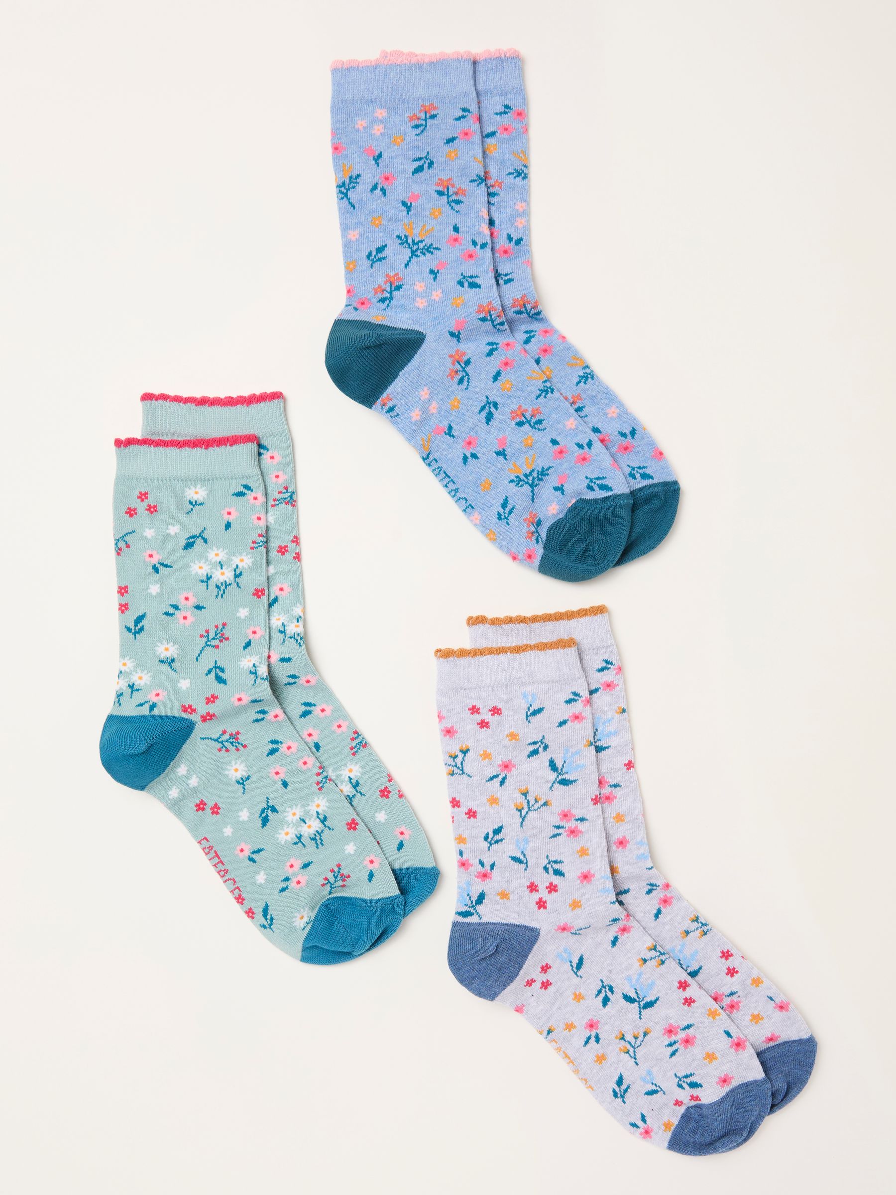 Grey 3 Pairs of Floral Socks - Image 2 of 2 Grey 3 Pairs of Floral Socks - Image 2 of 2