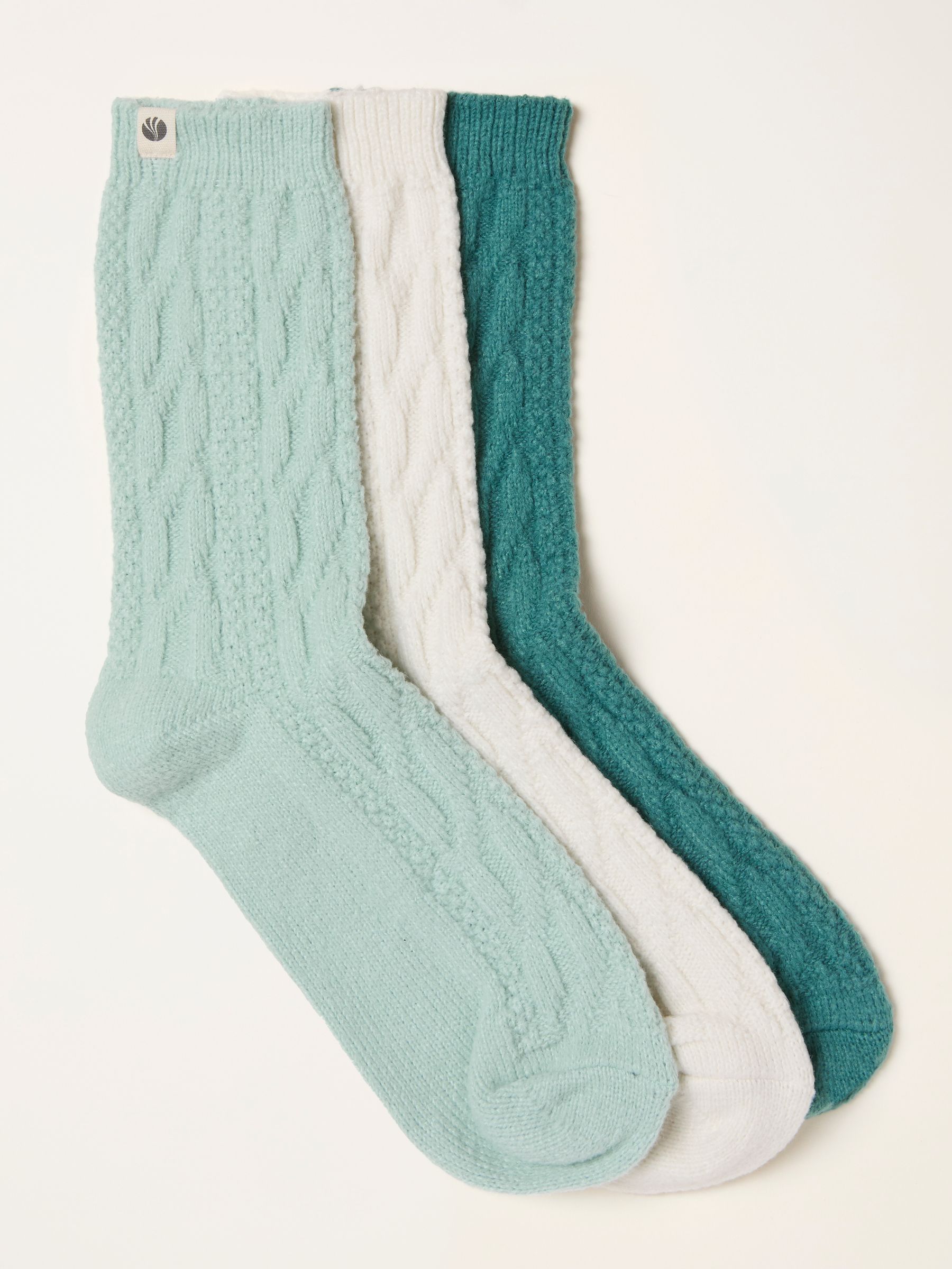 Teal Blue 3 Pairs of Cosy Cable Socks - Image 1 of 2 Teal Blue 3 Pairs of Cosy Cable Socks - Image 1 of 2