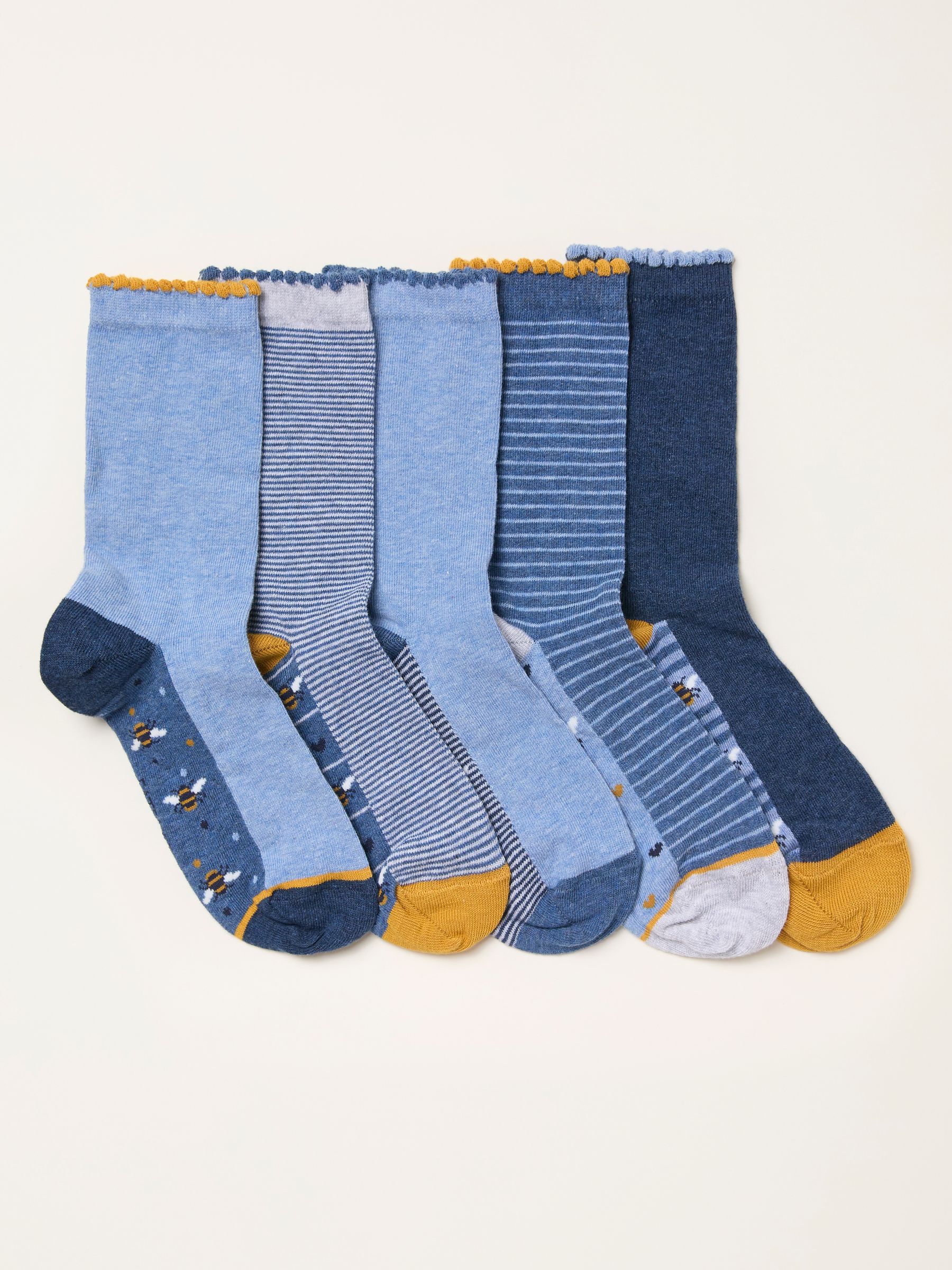 Blue 5 Pairs of Bee Socks - Image 2 of 2 Blue 5 Pairs of Bee Socks - Image 2 of 2