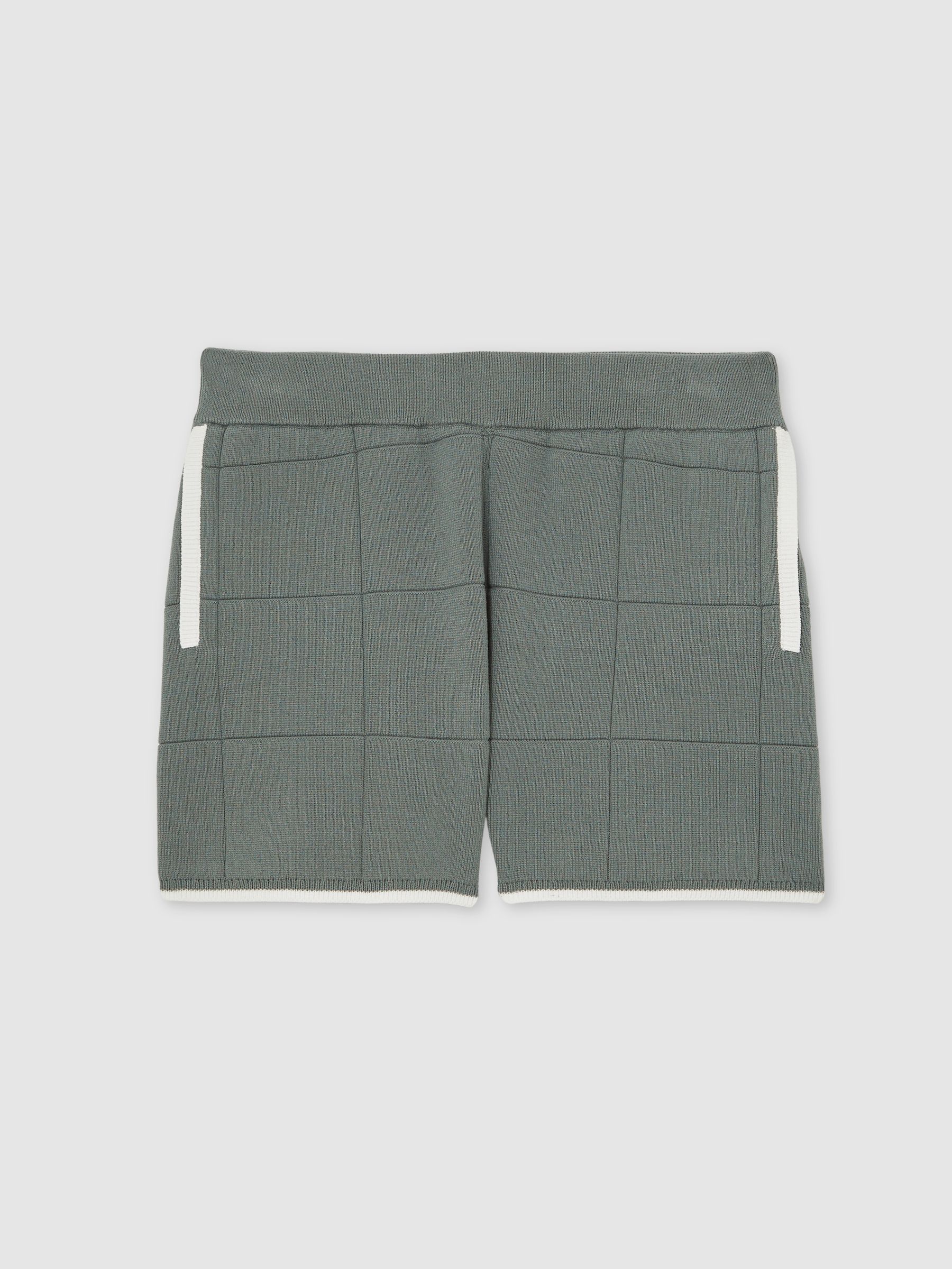 3-9 yrs Tipped Knit Stitch-Detail Shorts in Dark Sage Green - Image 2 of 4