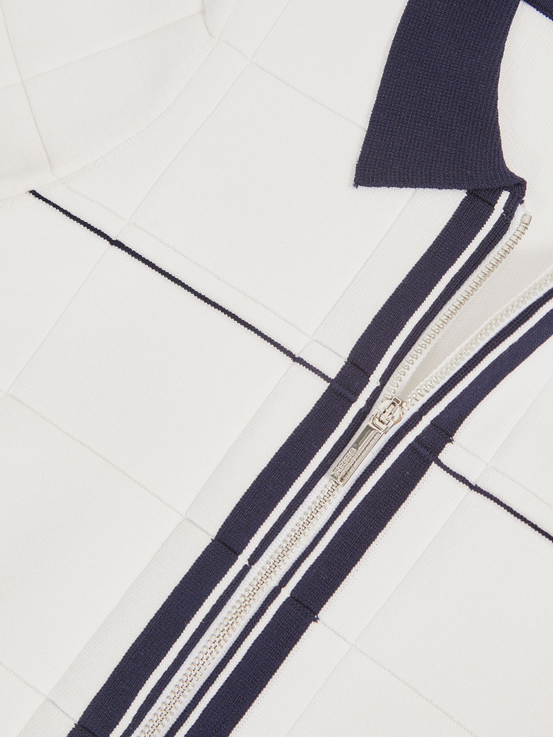 9-13 yrs Tipped Knit Zip-Through Shirt in White/Navy - Image 4 of 4