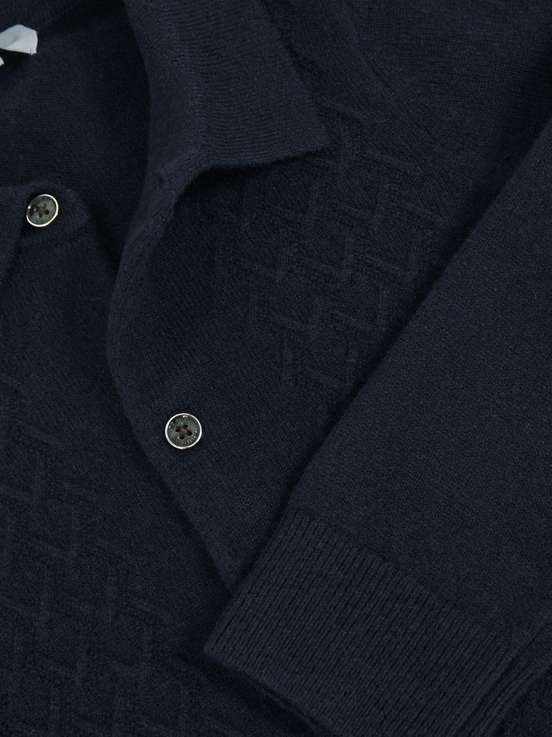 3-9 yrs Wool V-Stitch Button-Through Cardigan in Navy Blue - Image 5 of 5