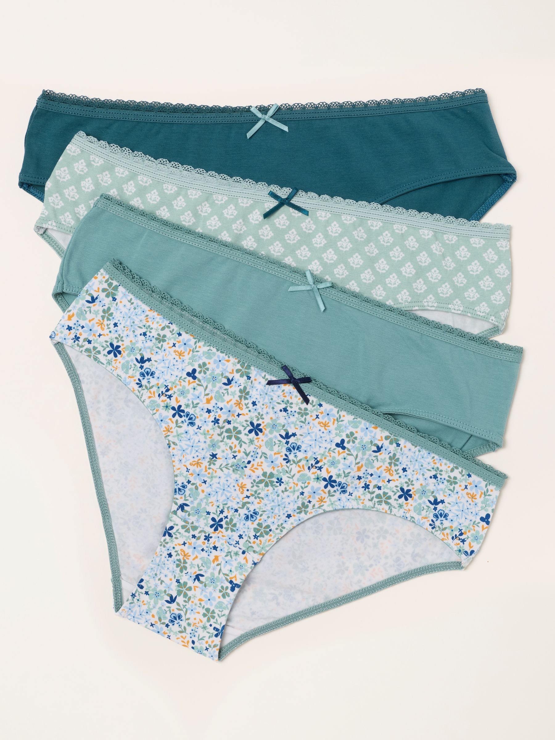 Green 4 Pack of Geo Floral Classic Knicker - Image 1 of 3 Green 4 Pack of Geo Floral Classic Knicker - Image 1 of 3