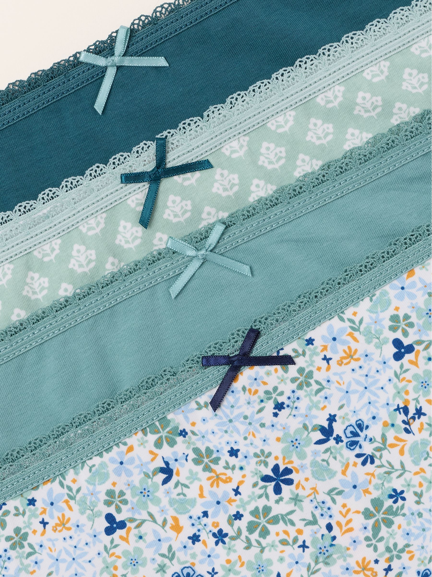Green 4 Pack of Geo Floral Classic Knicker - Image 3 of 3 Green 4 Pack of Geo Floral Classic Knicker - Image 3 of 3