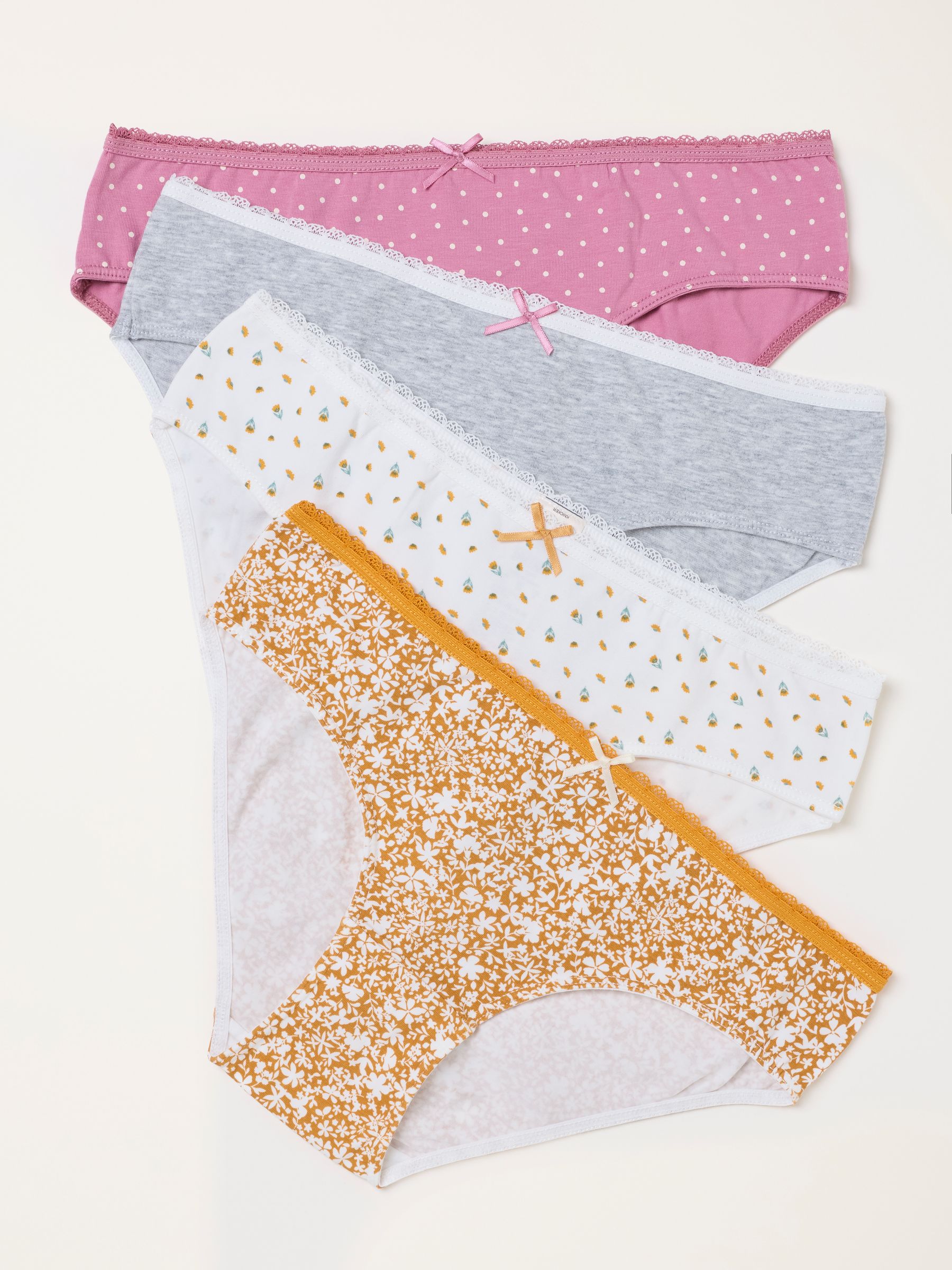 Pink 4 Pack of Floral Spot Classic Knickers - Image 1 of 3