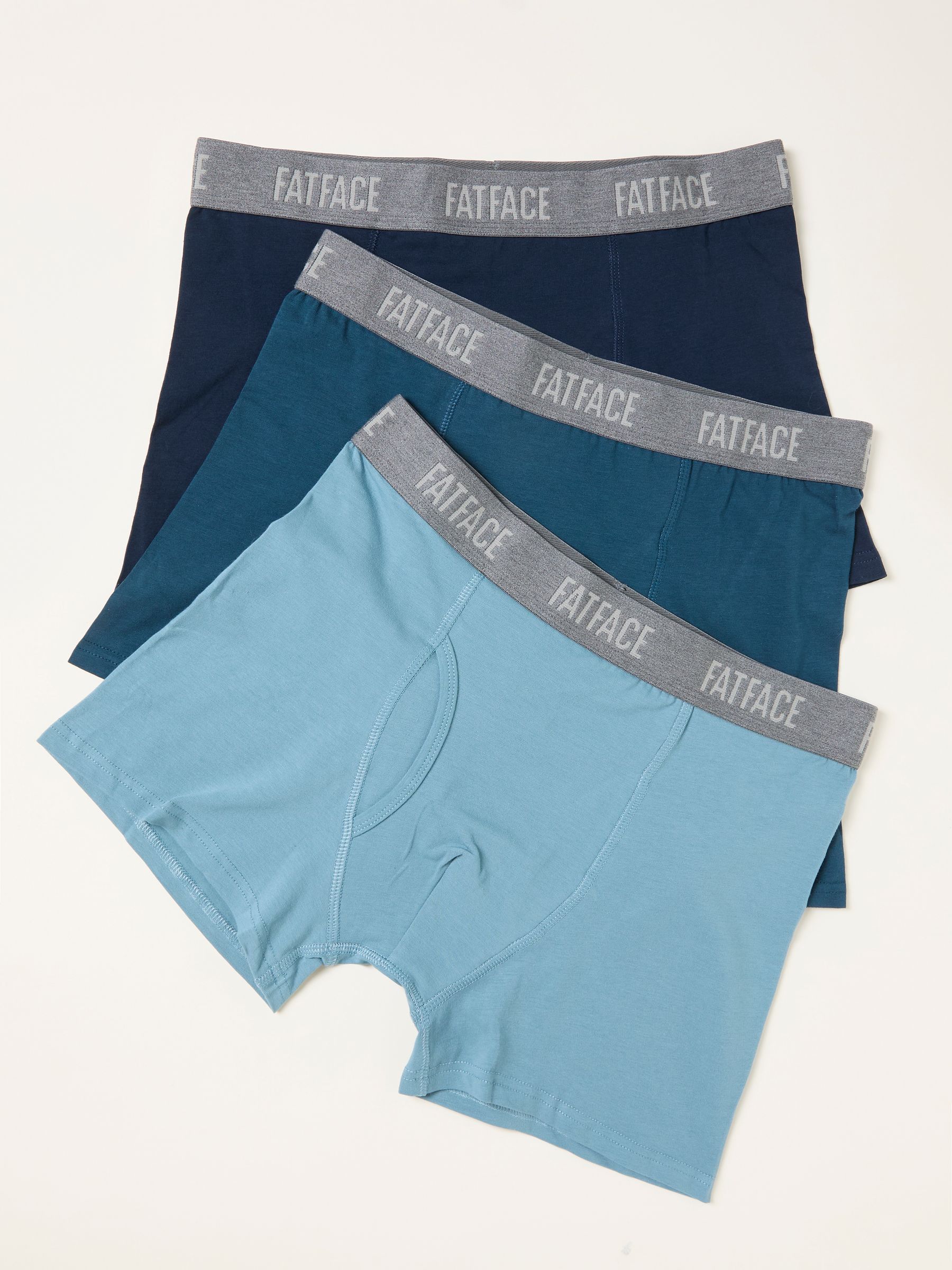 Teal Blue 3 Pairs of Plain Boxers - Image 1 of 2