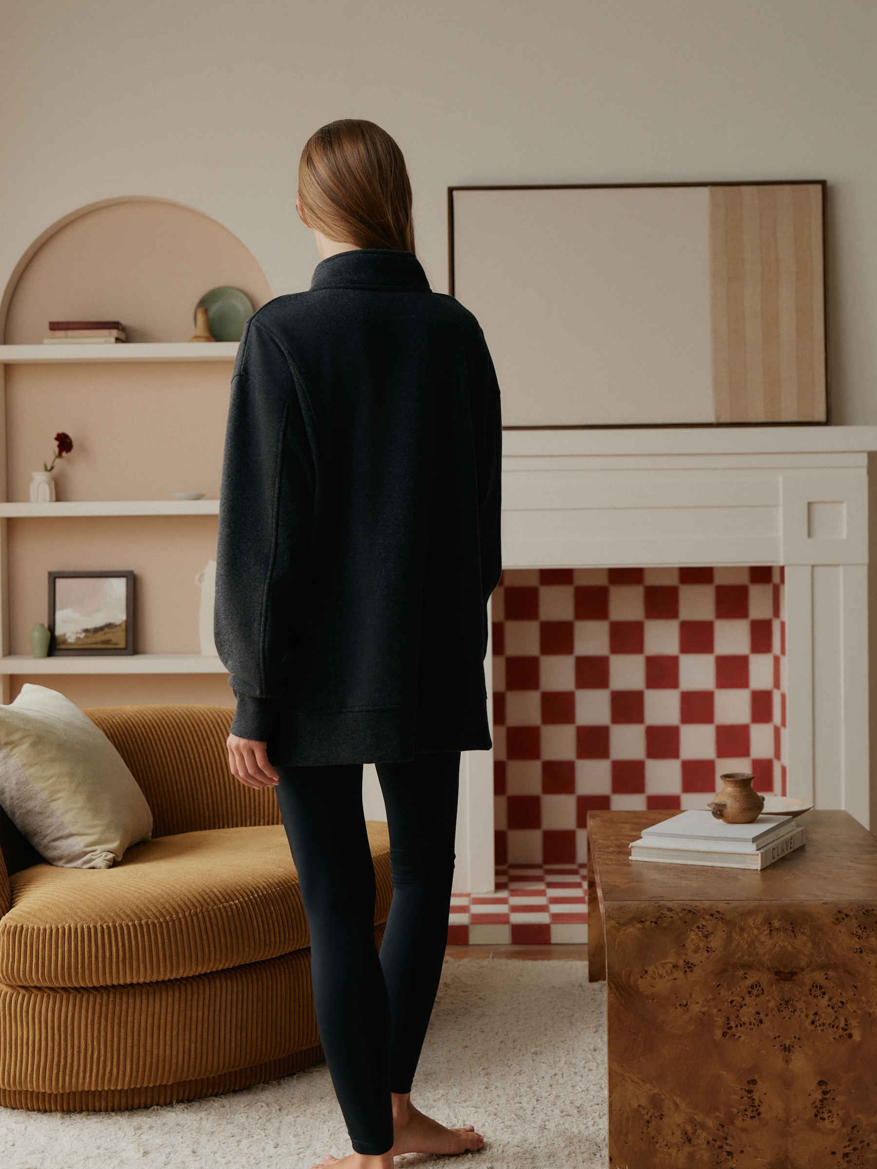 Charcoal Grey Quarter Zip Long Line Sweat Top - Image 3 of 6