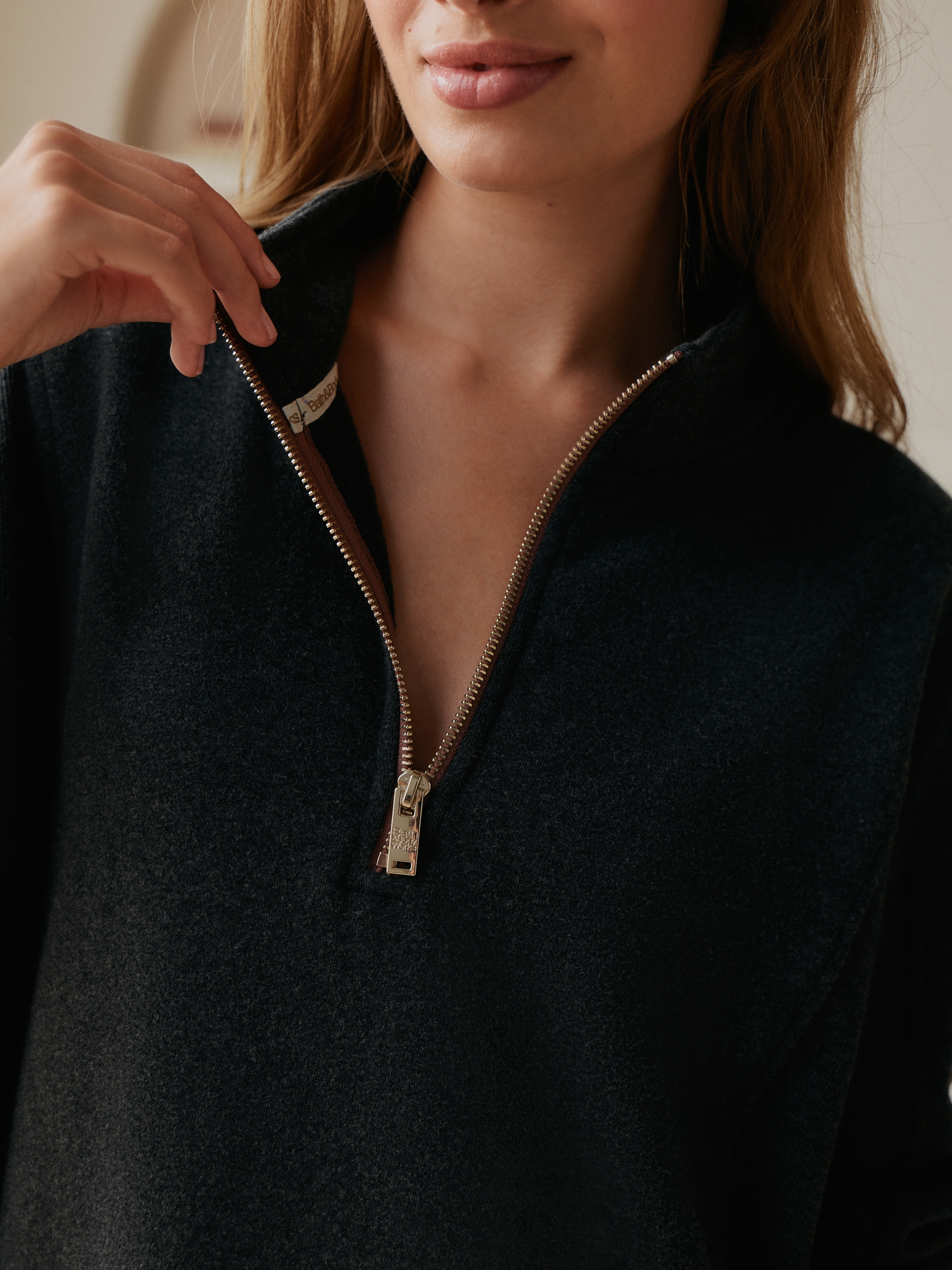 Charcoal Grey Quarter Zip Long Line Sweat Top - Image 6 of 6