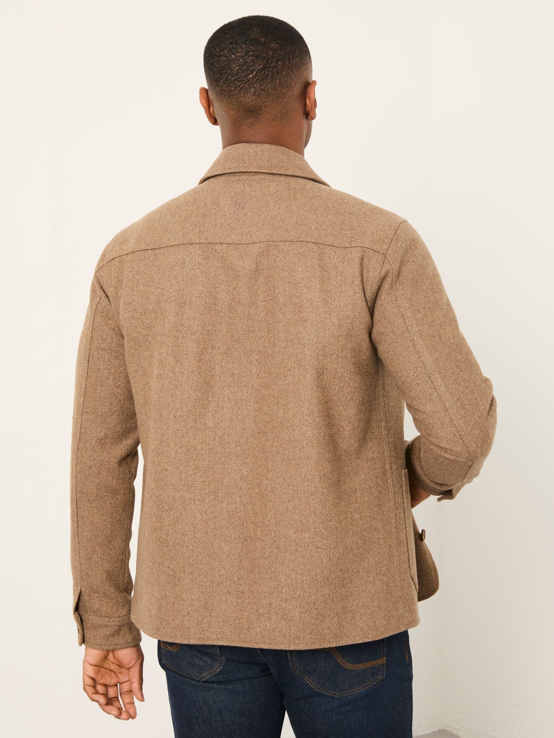 Fat Face - Light Brown - Light Brown Herringbone Worker Jacket Fat Face - Light Brown - Light Brown Herringbone Worker Jacket