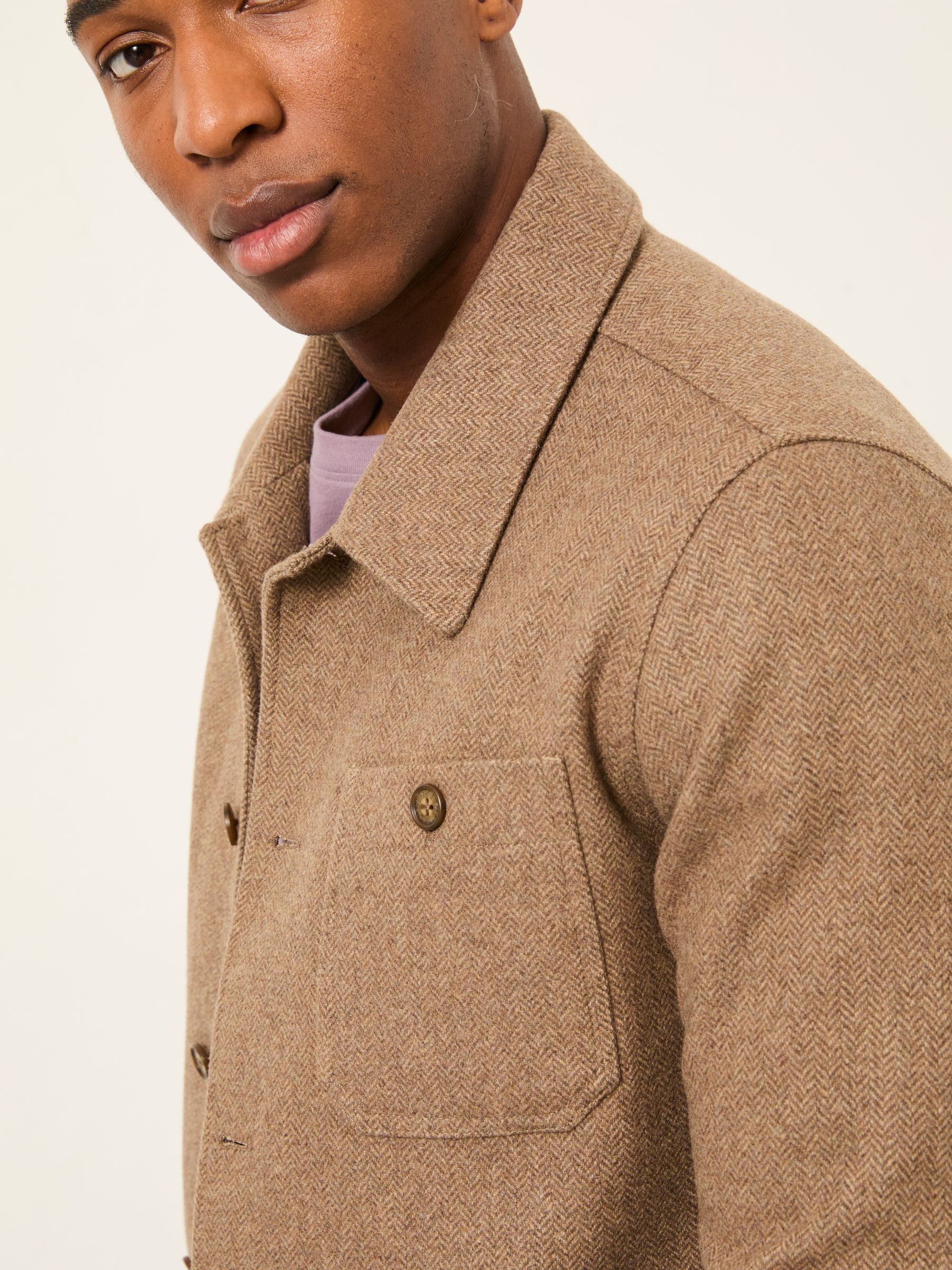 Light Brown Herringbone Worker Jacket - Image 4 of 7