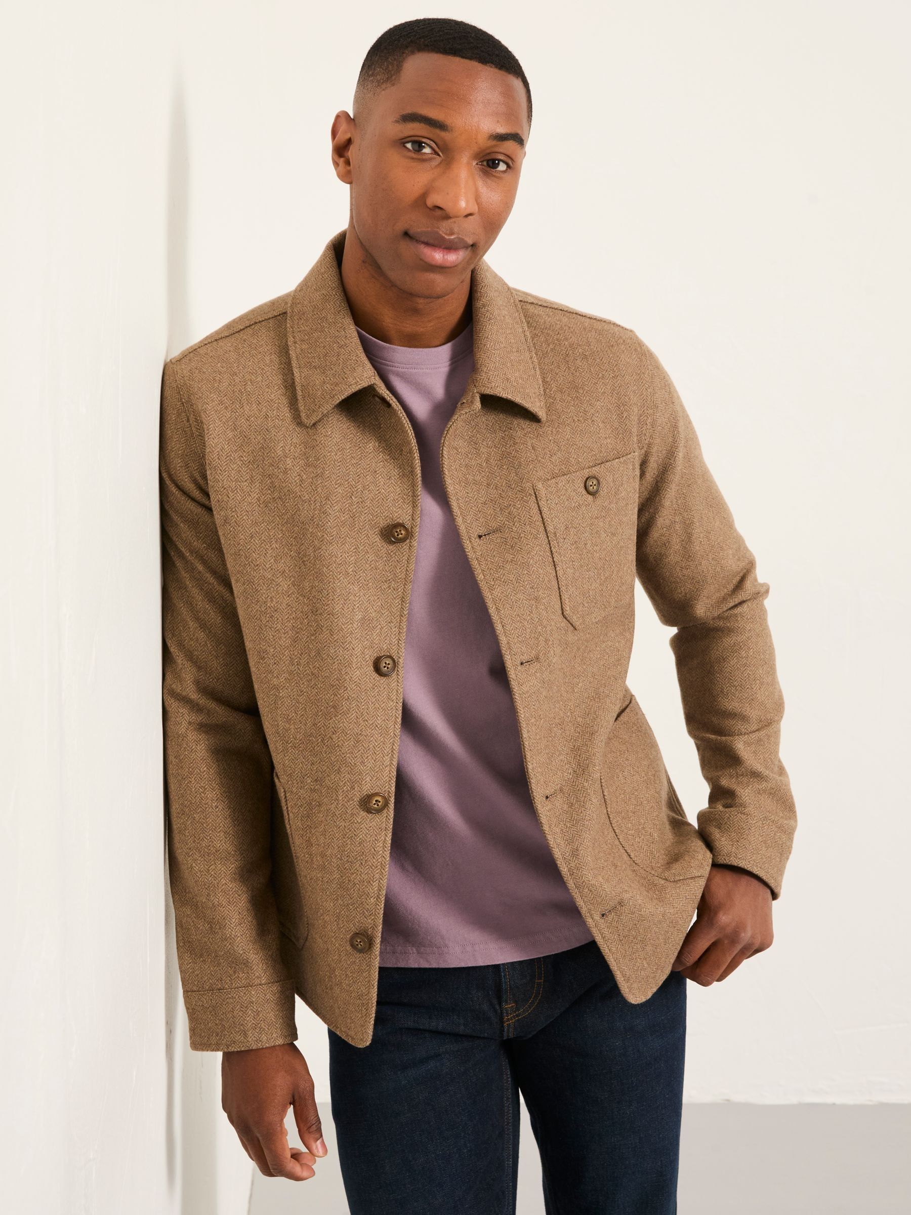 Fat Face - Light Brown - Light Brown Herringbone Worker Jacket