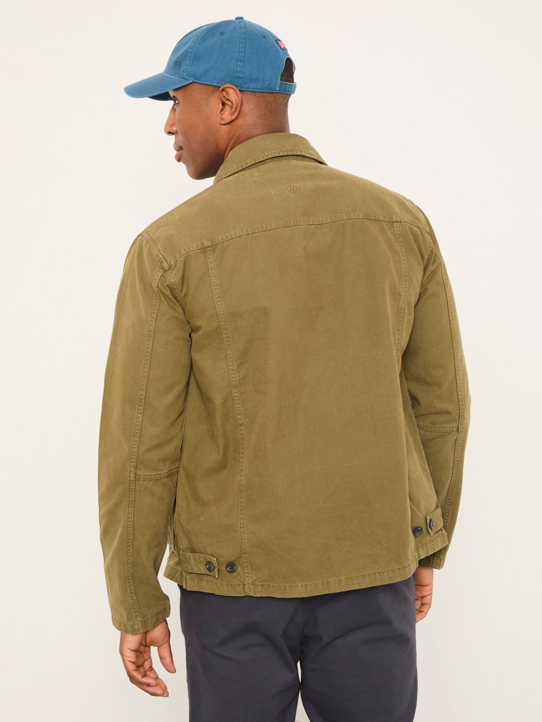 Khaki Green Garment Dye Worker Cotton Jacket - Image 2 of 6