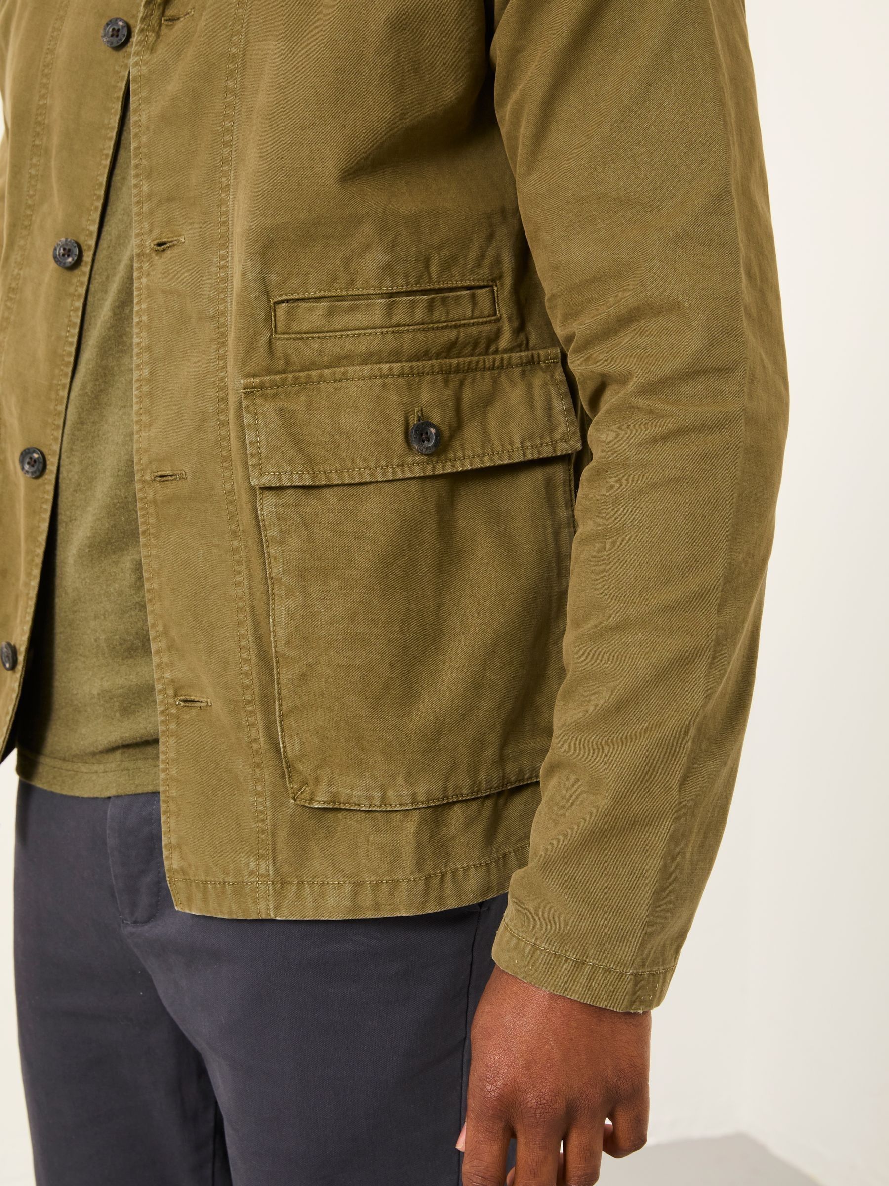 Khaki Green Garment Dye Worker Cotton Jacket - Image 5 of 6