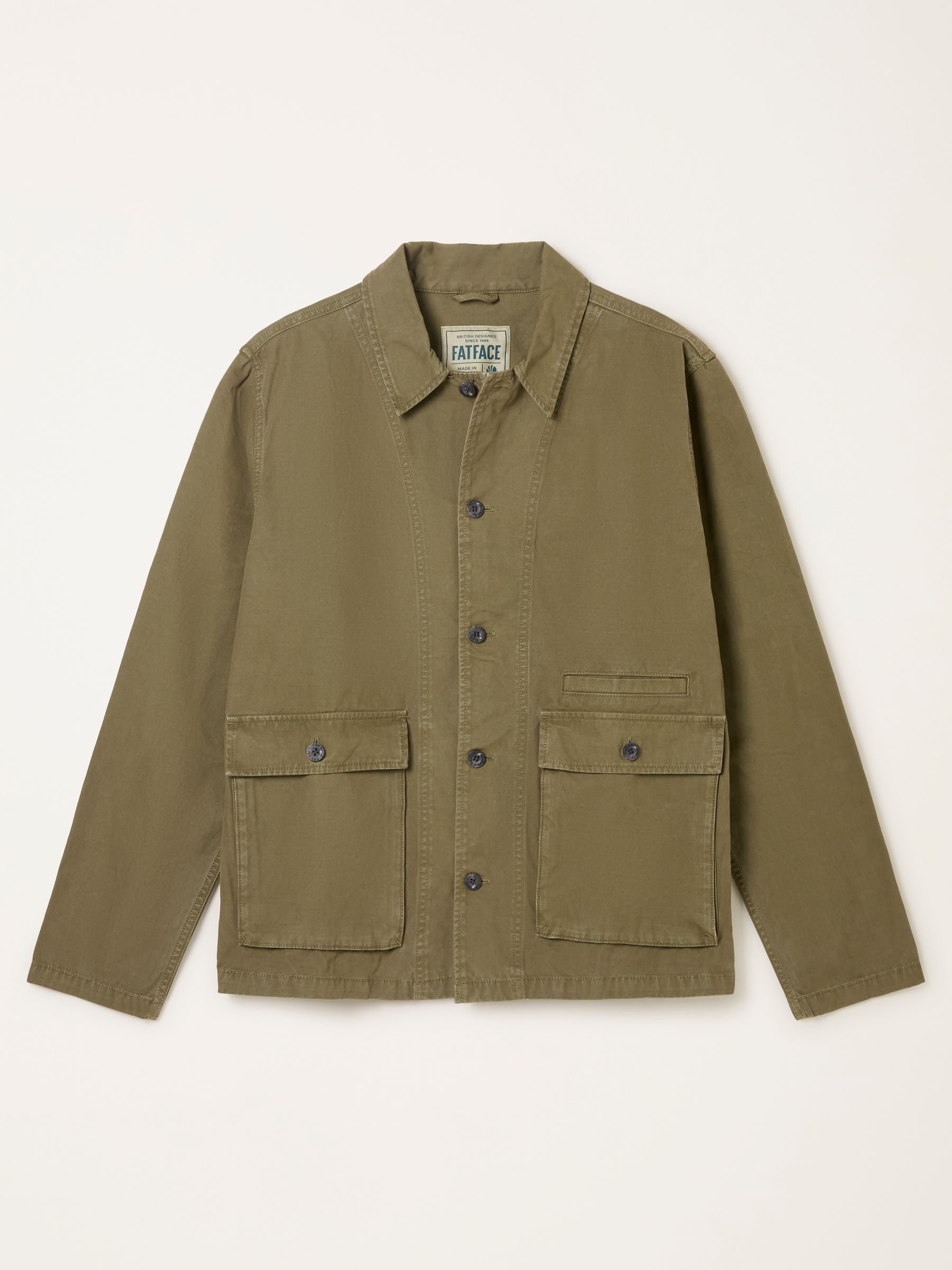 Khaki Green Garment Dye Worker Cotton Jacket - Image 6 of 6