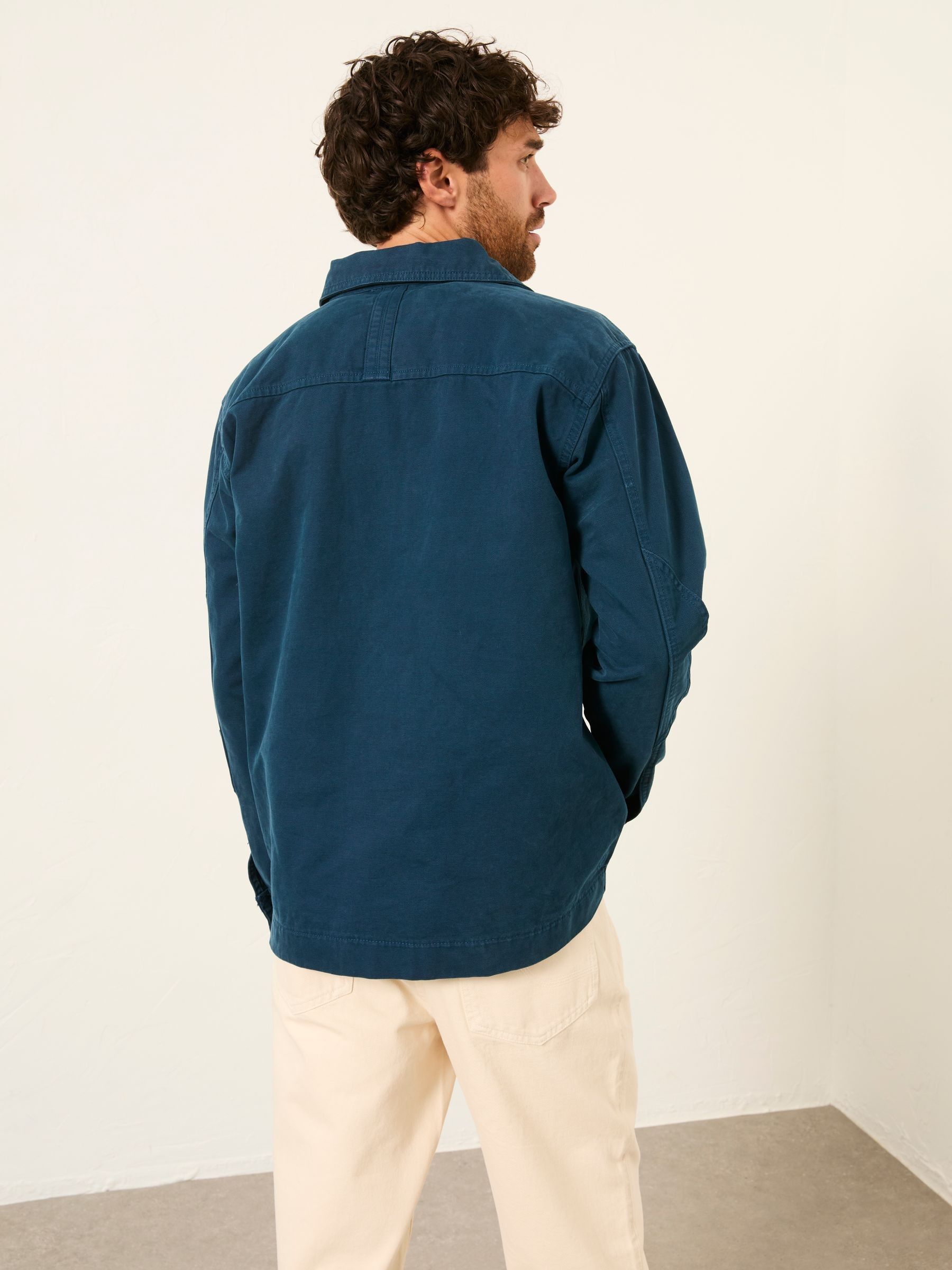 Dark Teal Blue Canvas Worker Jacket - Image 2 of 6