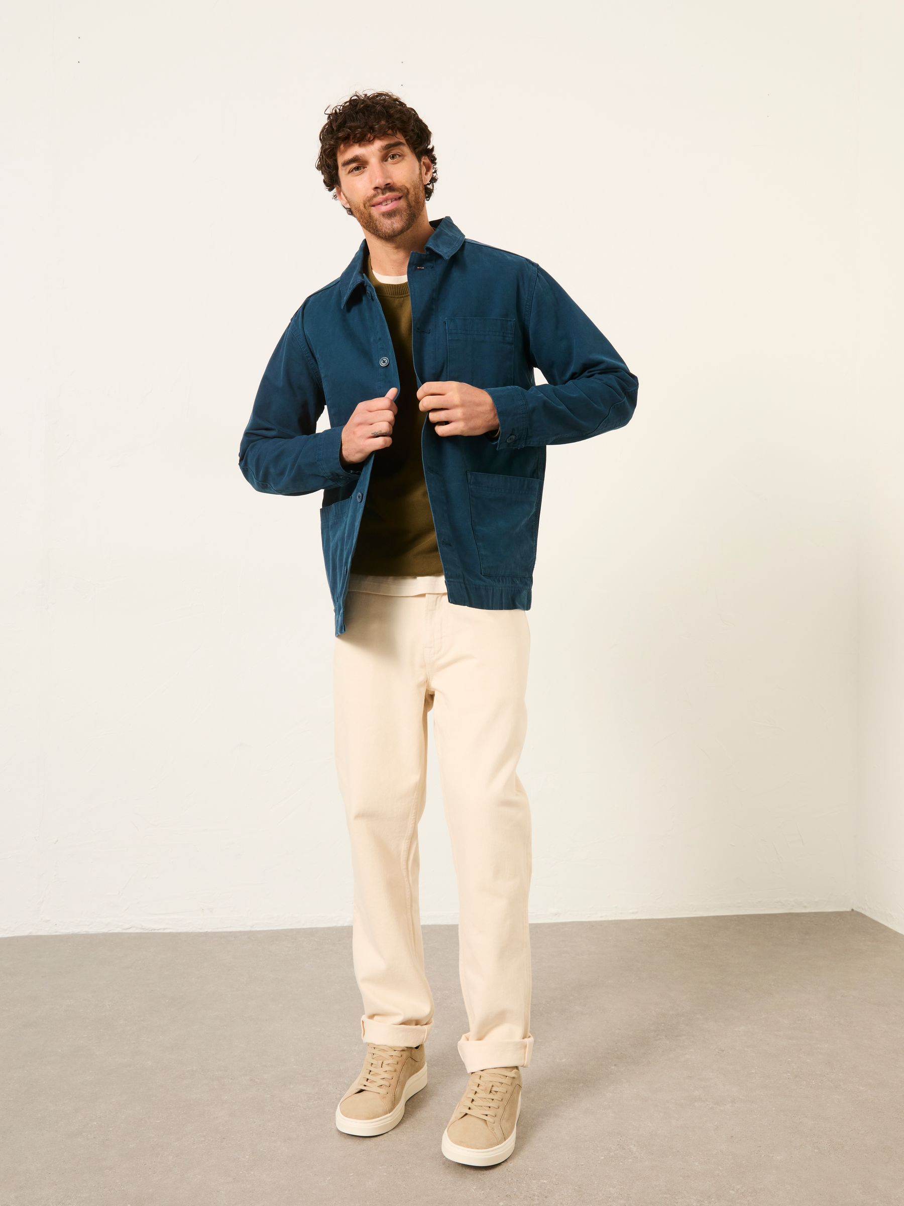 Dark Teal Blue Canvas Worker Jacket - Image 3 of 6