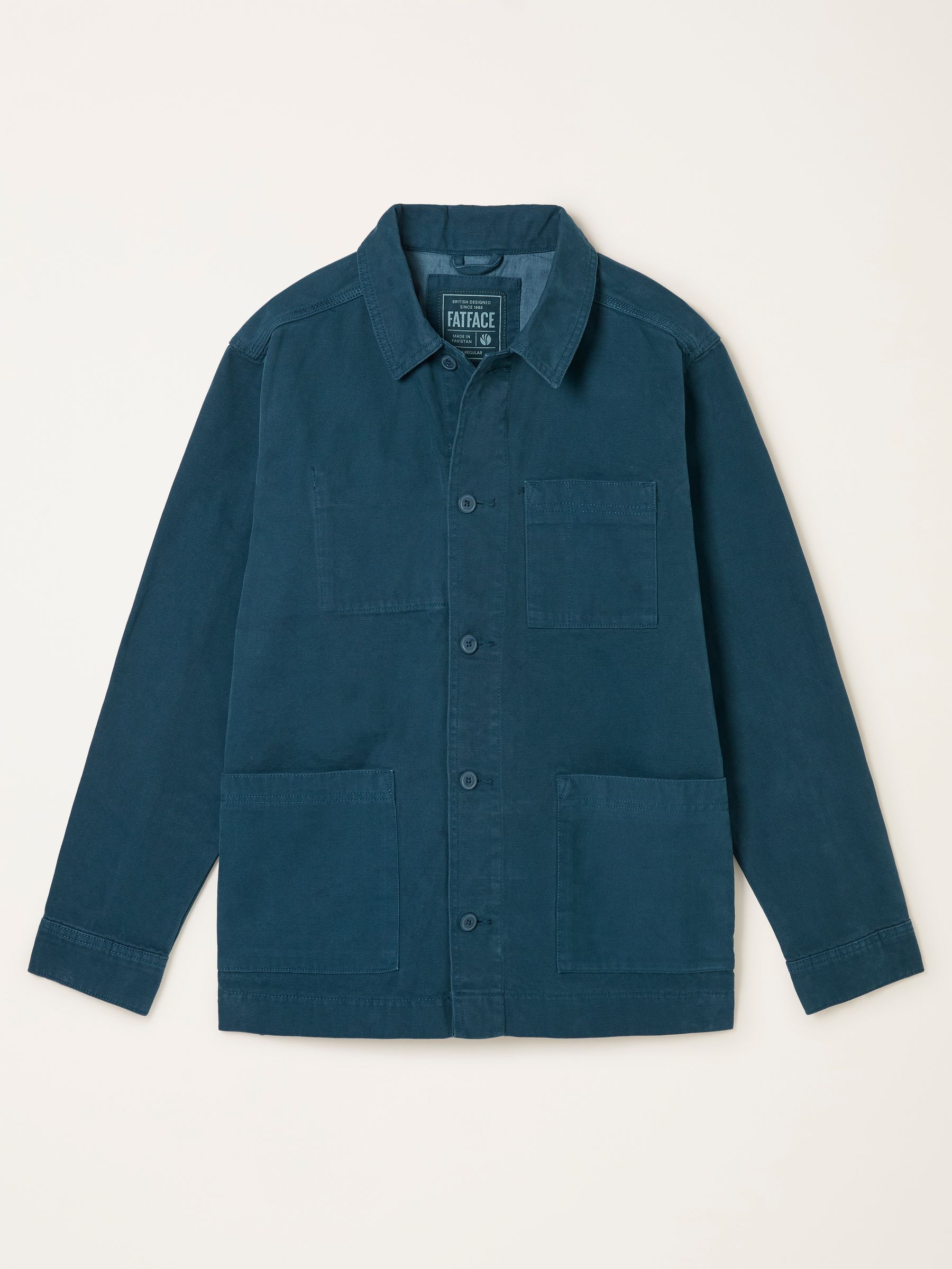 Dark Teal Blue Canvas Worker Jacket - Image 6 of 6