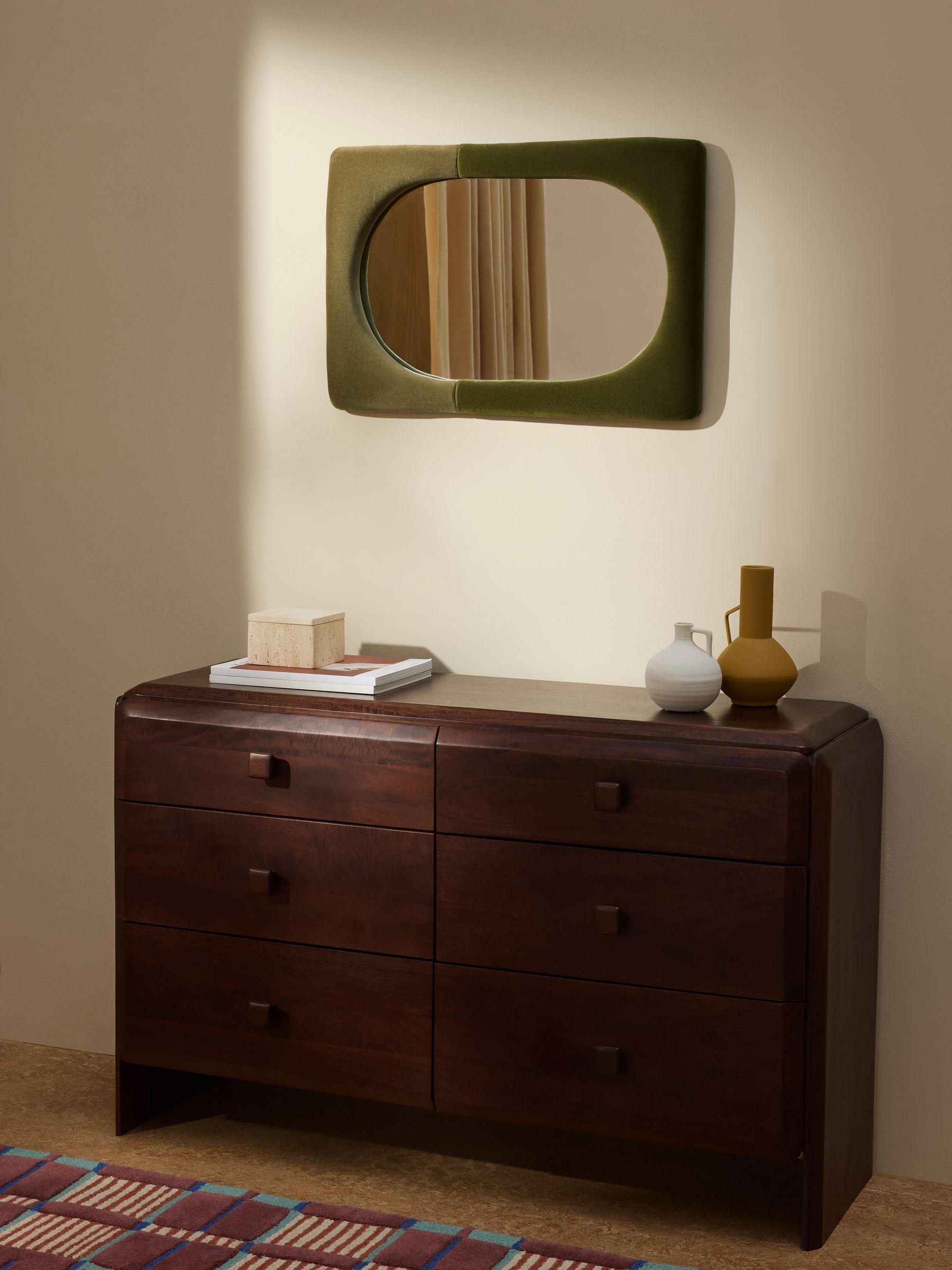 Selene Velvet Mirror in Green - Image 1 of 5