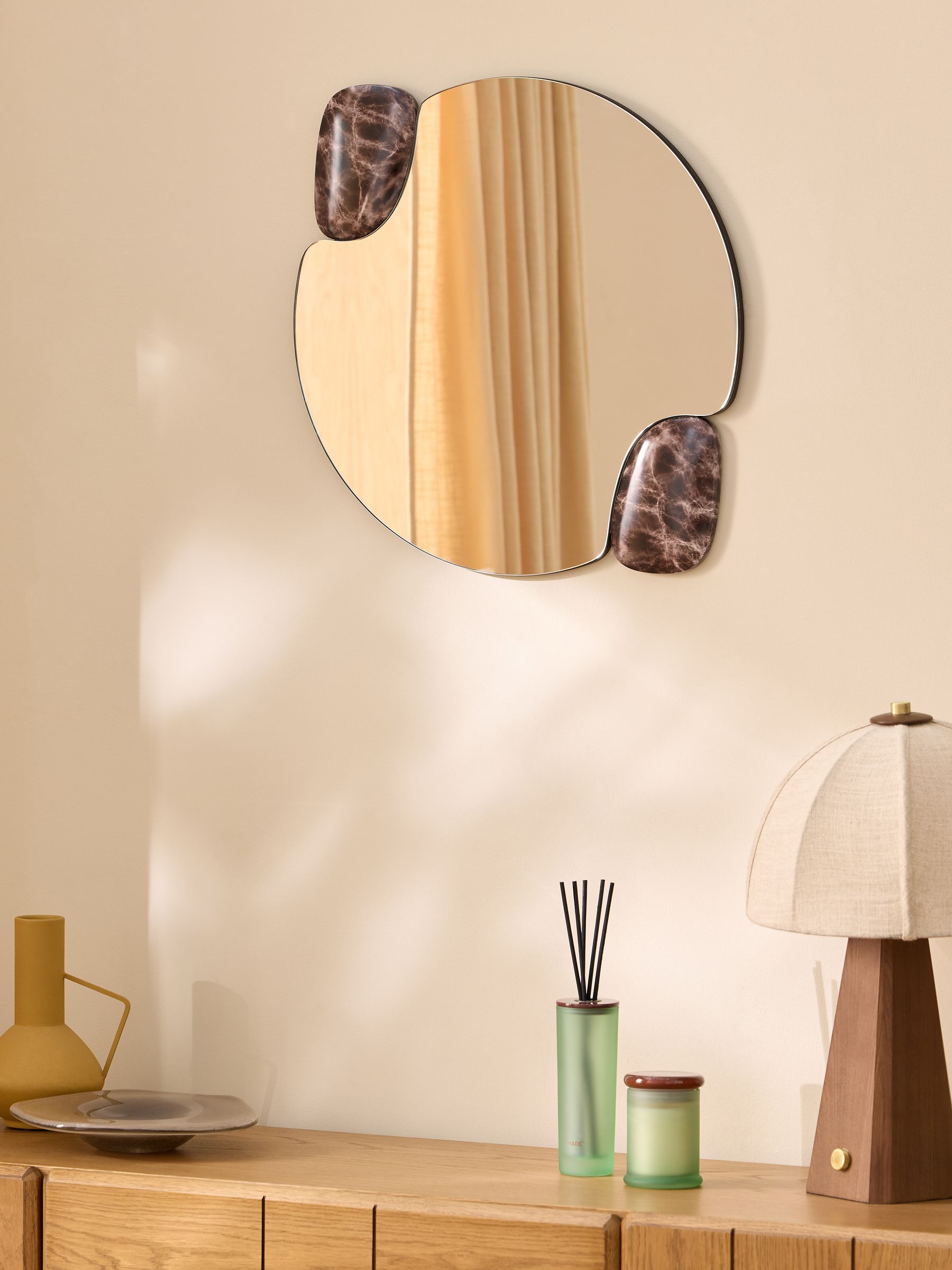 Davi Marble Effect Resin Mirror in Brown - Image 1 of 4
