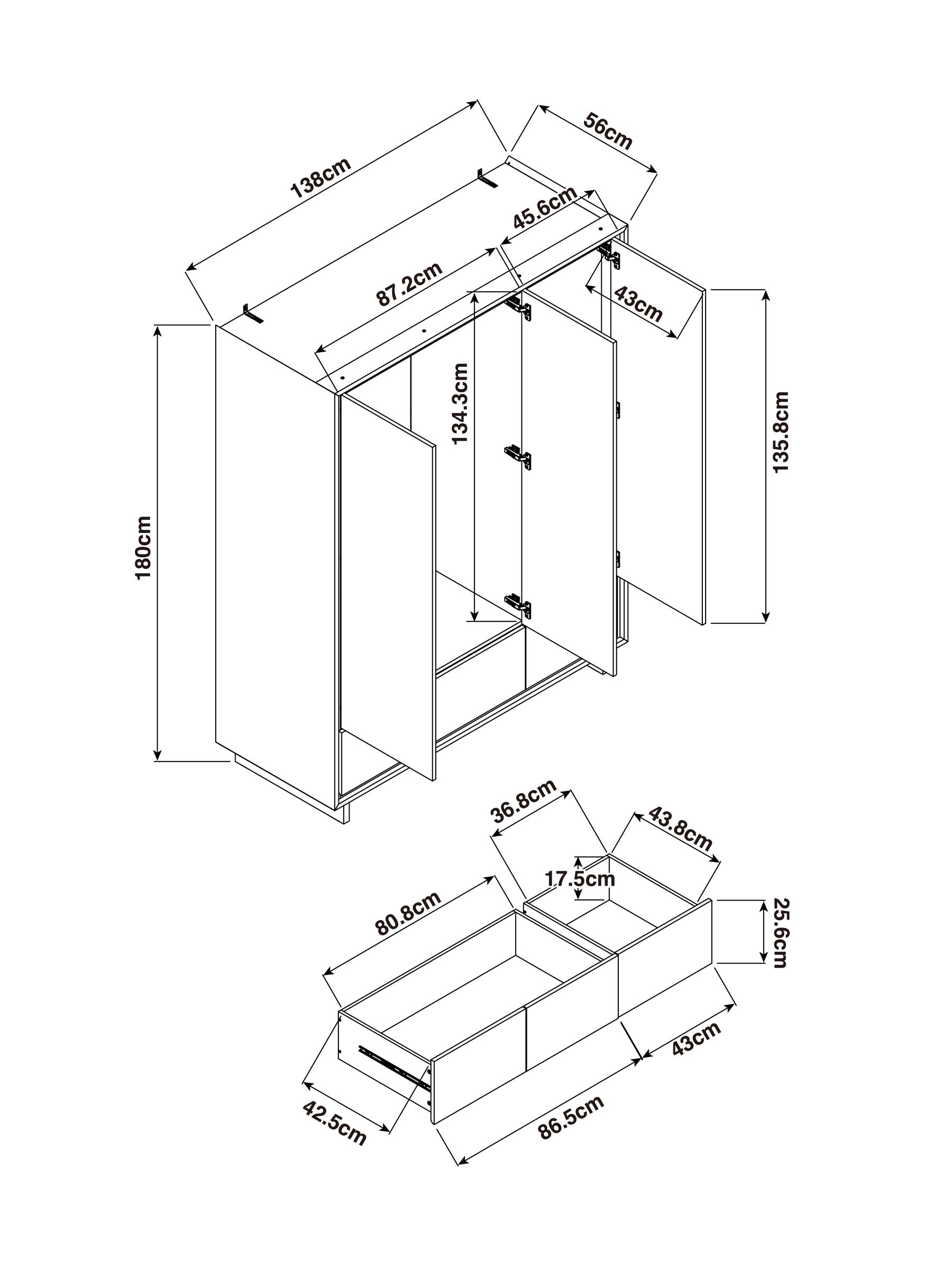 Oak Kaci Triple Wardrobe - Image 4 of 7