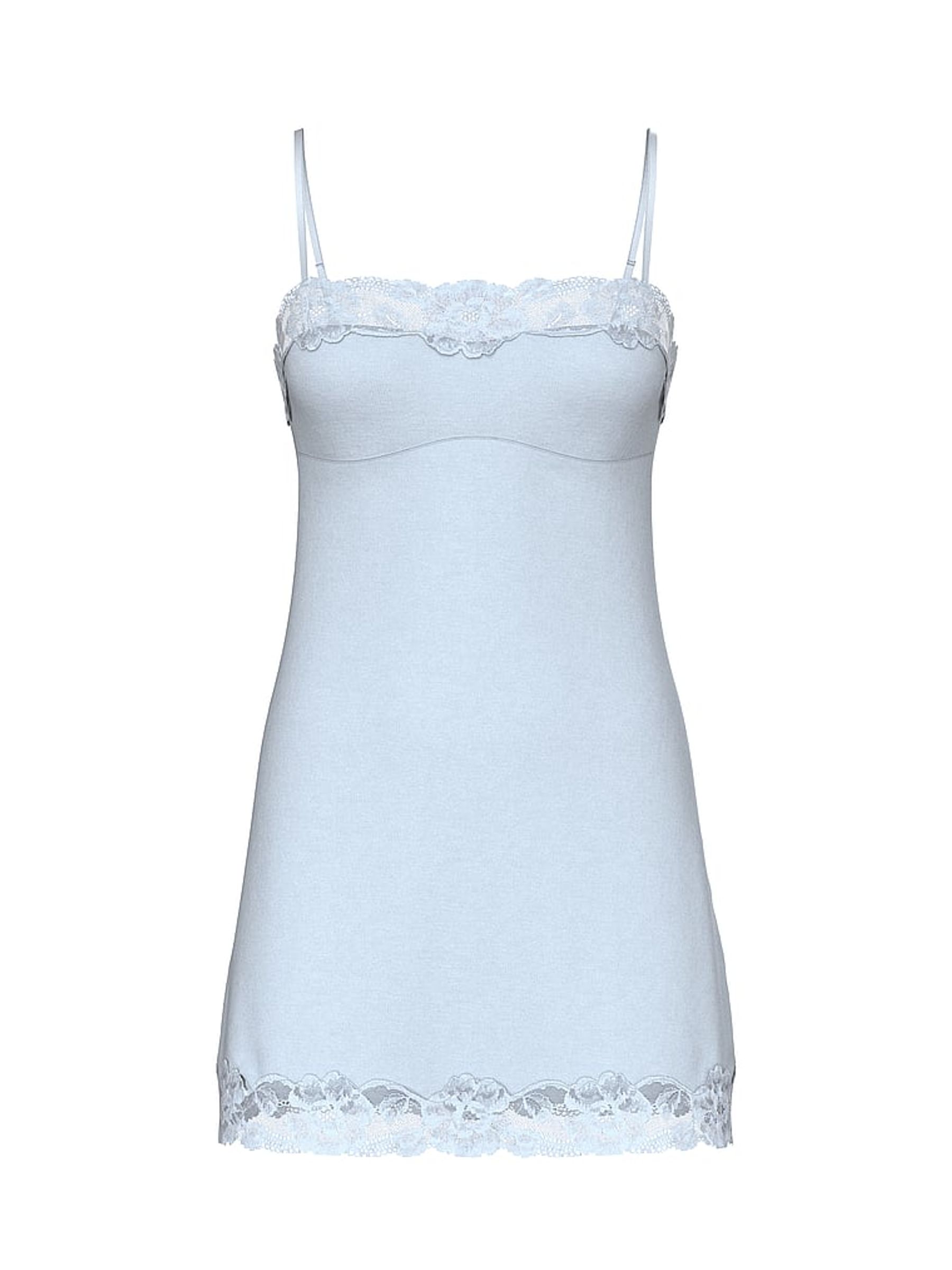 Palest Blue Modal Straight Neck Slip Dress - Image 3 of 3