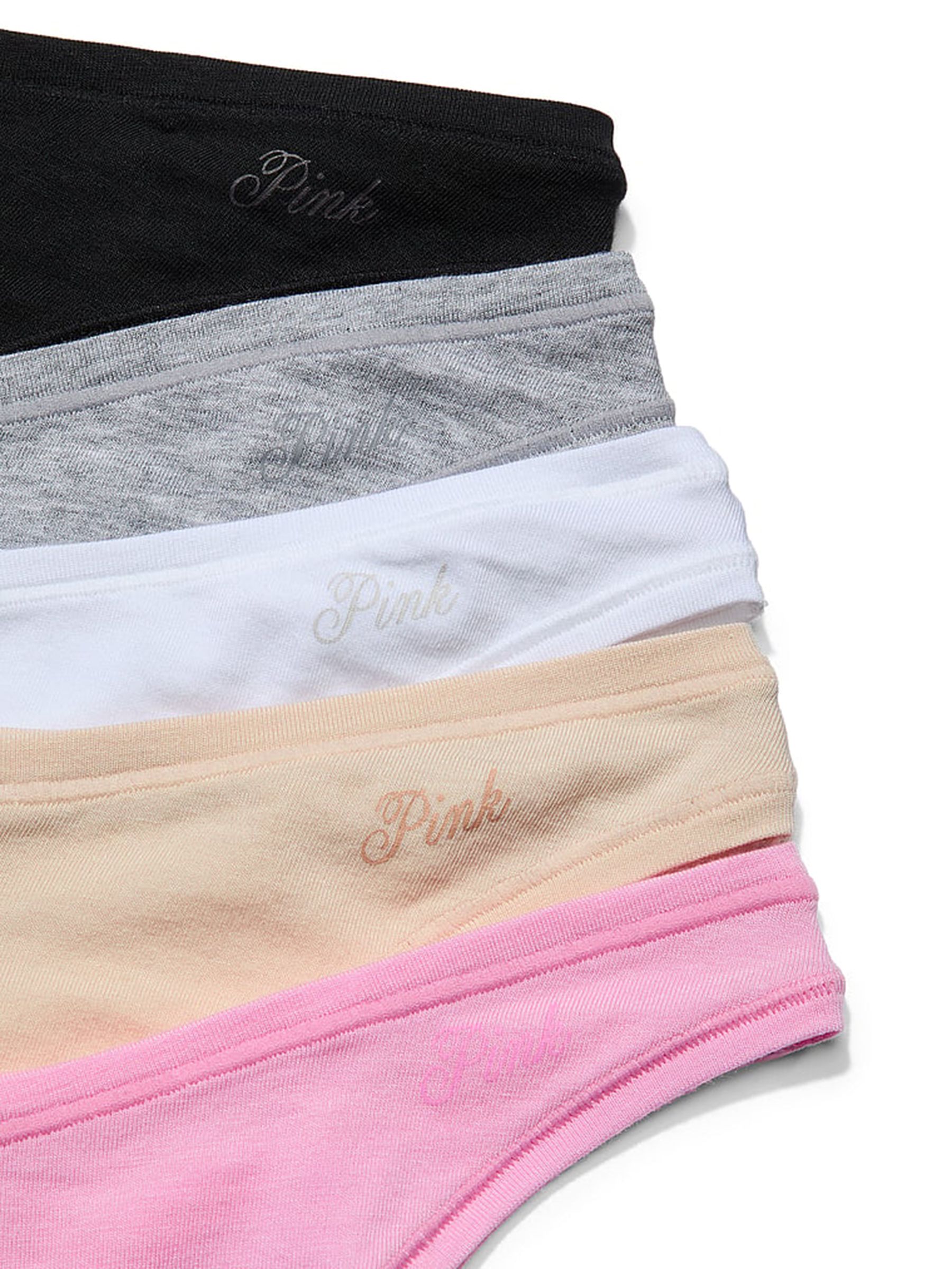 Black/Grey/White/Nude/Pink Thong 5 Pack Knickers - Image 2 of 2
