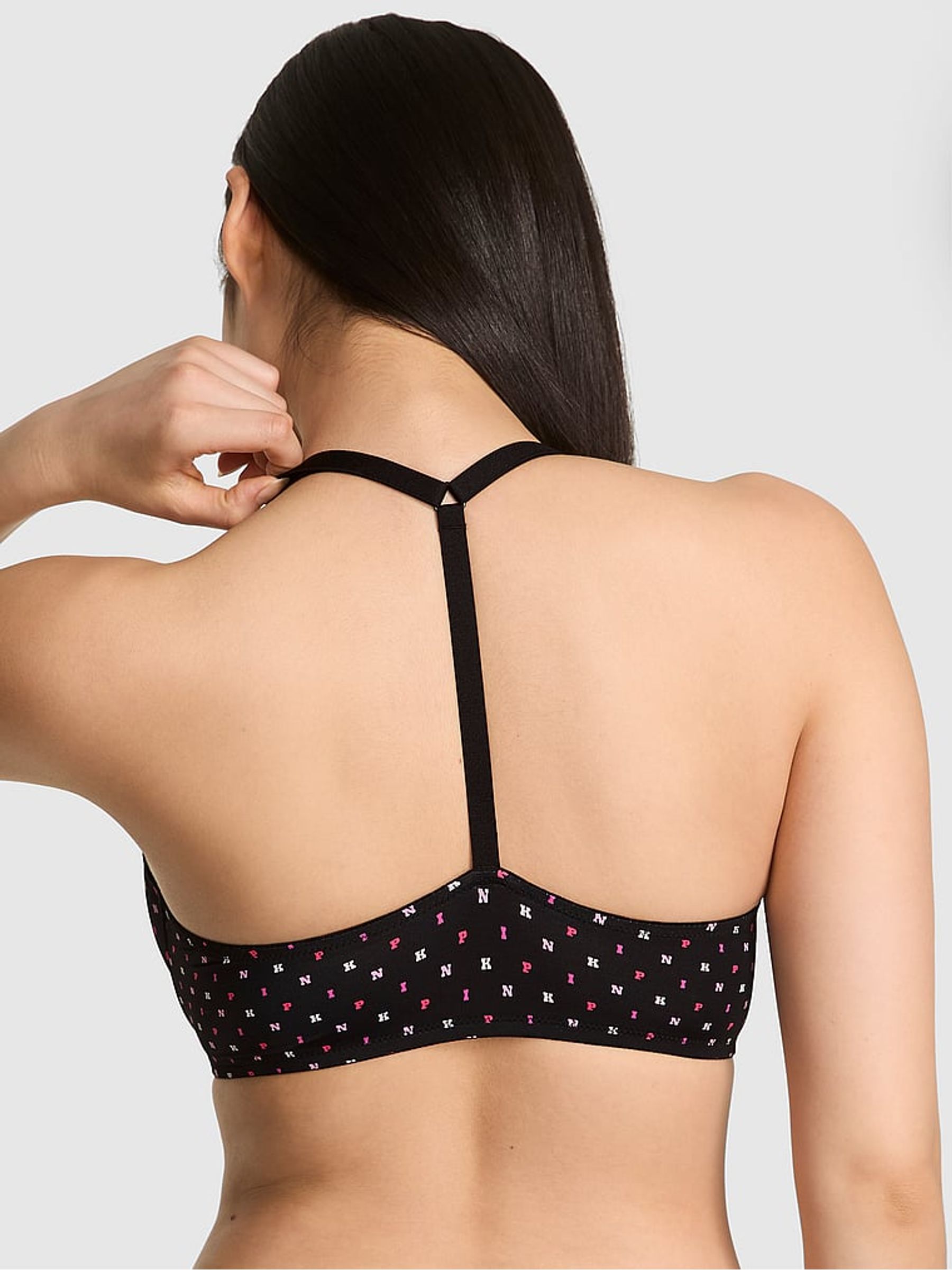 Black Logo Print Front Close Bra - Image 2 of 5