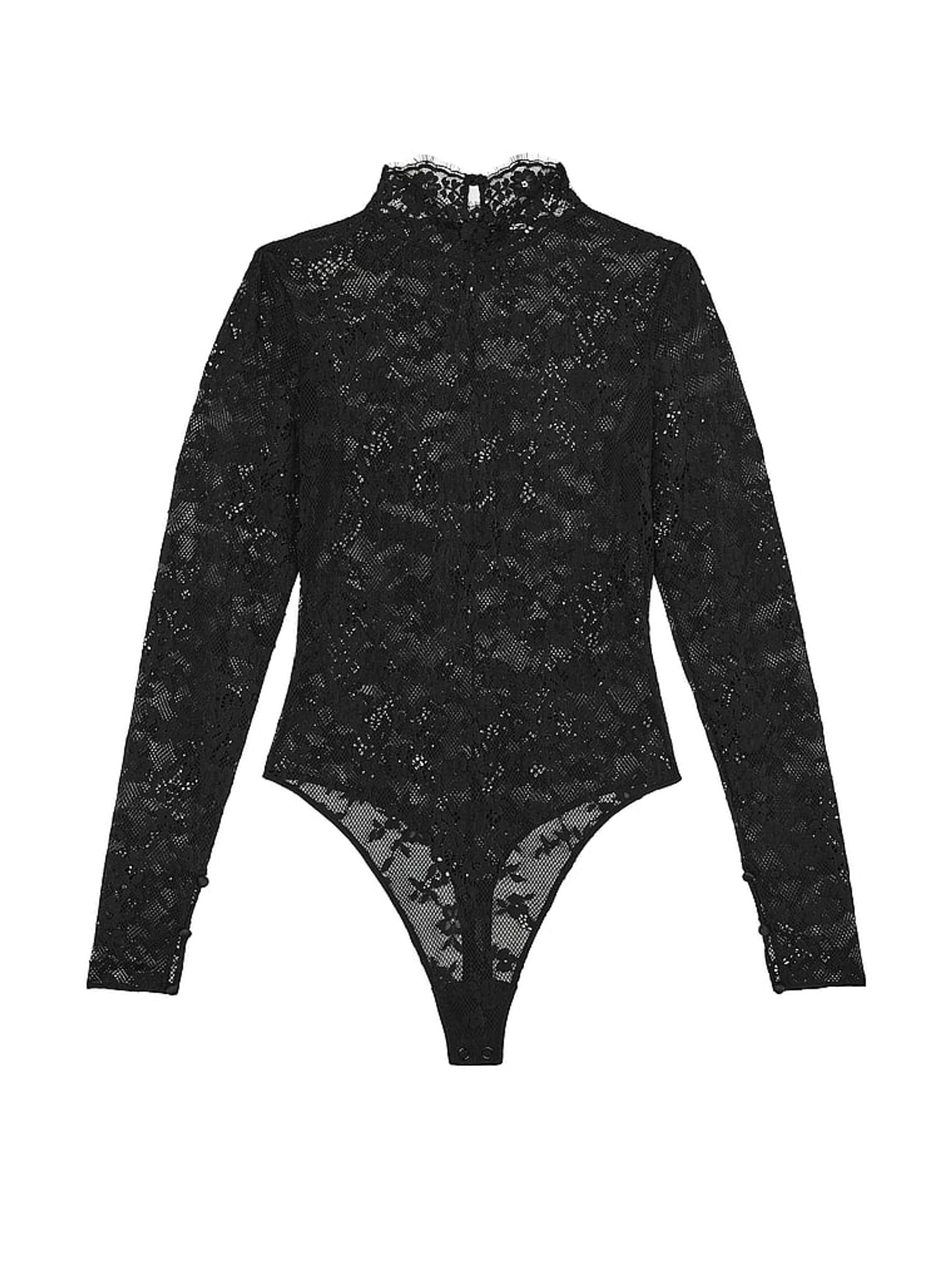 Black Lace Long Sleeve Bodysuit - Image 3 of 3