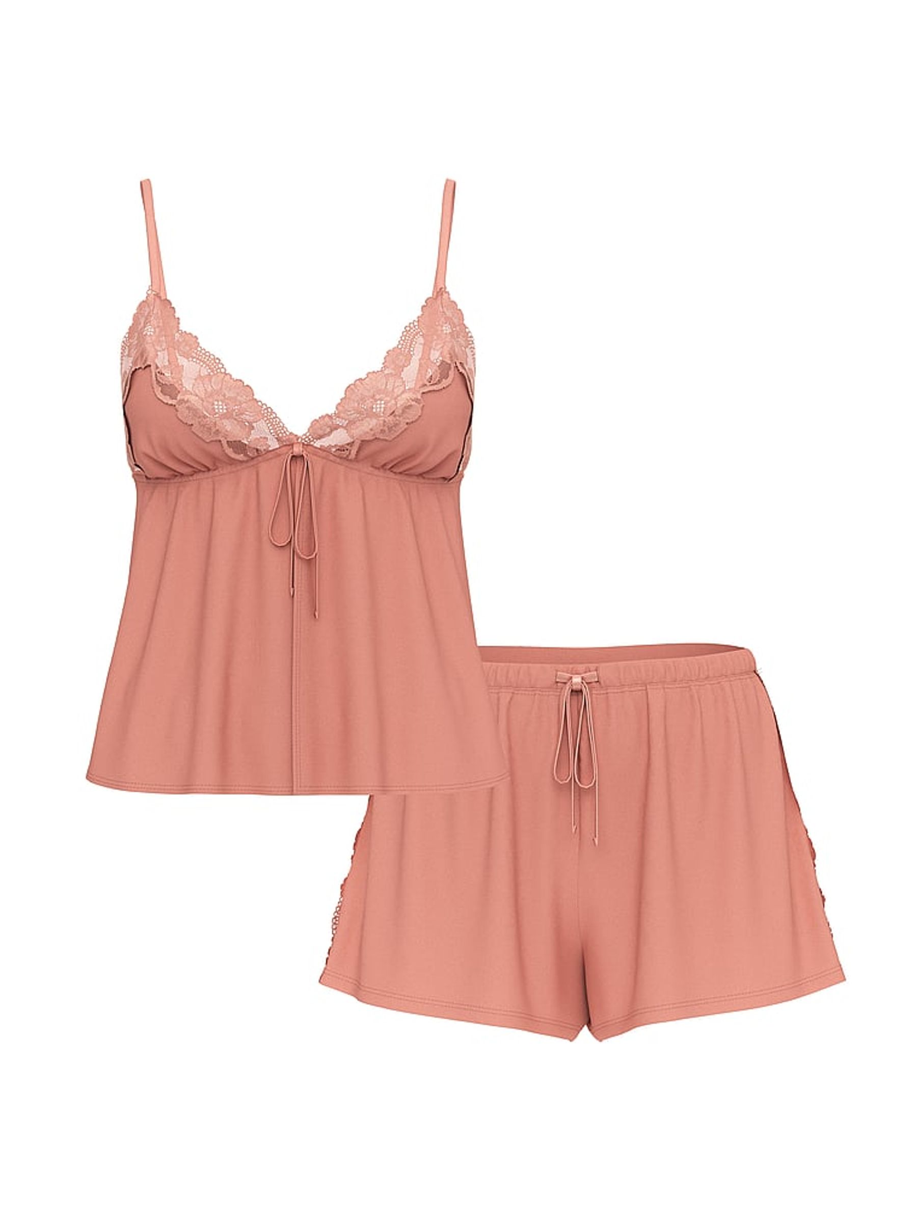 Desert Blush Brown Modal Lace Flyaway Cami Set - Image 4 of 4
