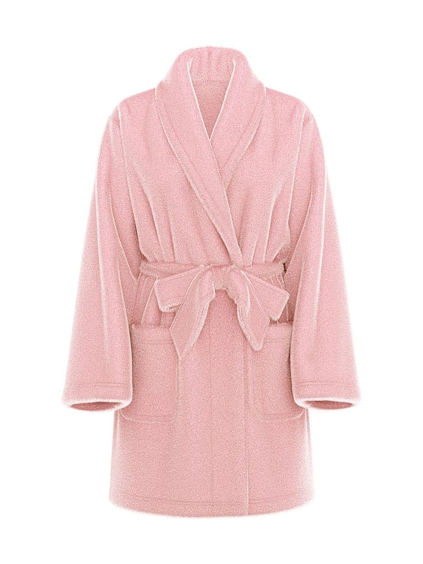 Pretty Blossom Pink Cosy Short Dressing Gown - Image 3 of 3
